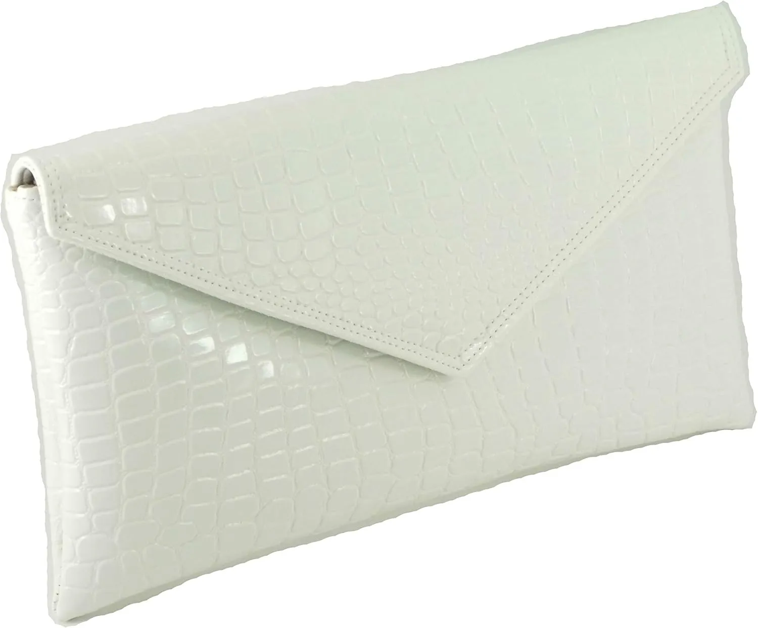 LONI Womens Neat envelope patent crocodile clutch bag