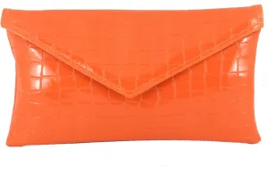 LONI Womens Neat envelope patent crocodile clutch bag
