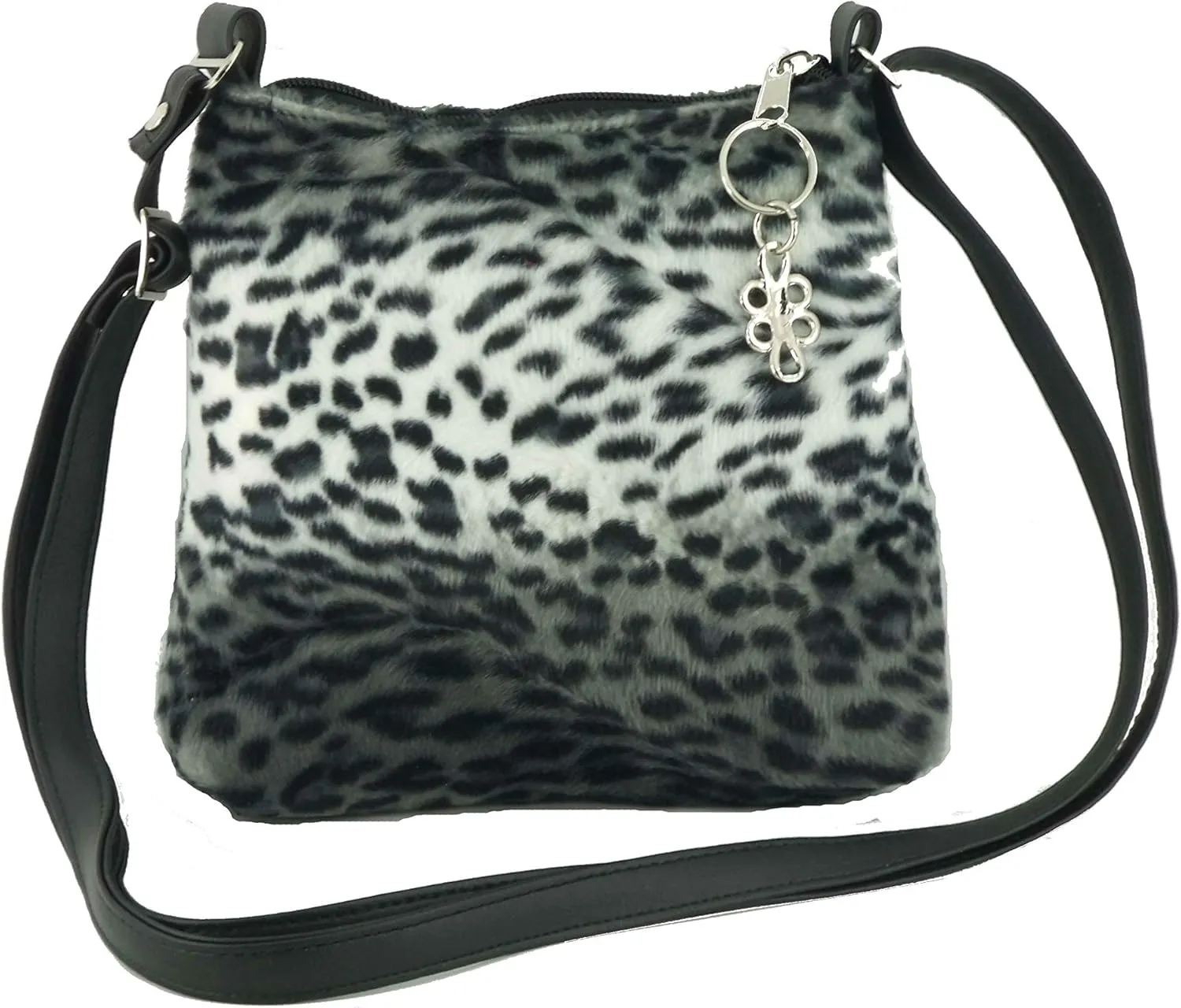 LONI Womens Trendy Animal Print Faux Fur Shoulder Bag/Cross-Body Bag