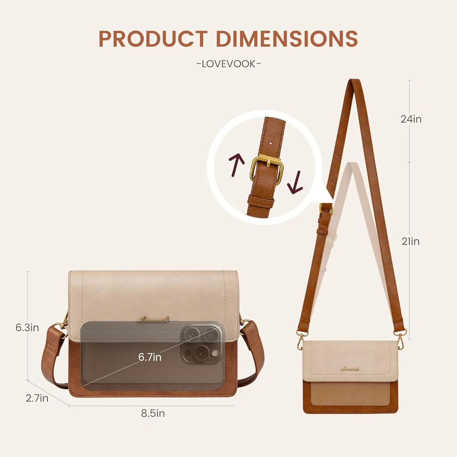 LOVEVOOK Crossbody Bags for Women,Vintage Leather Cross Body Purse,Trendy Designer Shoulder Handbags Cell Phone