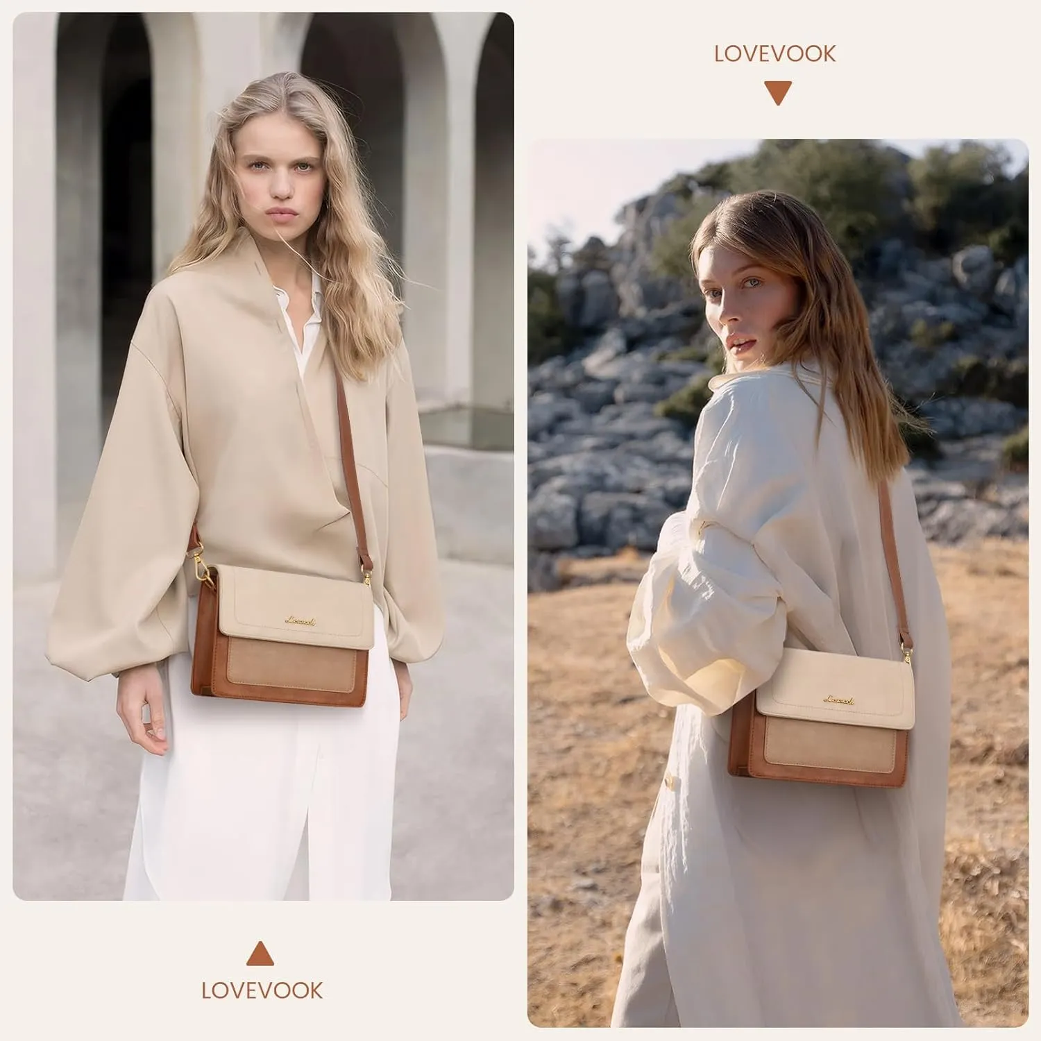 LOVEVOOK Crossbody Bags for Women,Vintage Leather Cross Body Purse,Trendy Designer Shoulder Handbags Cell Phone