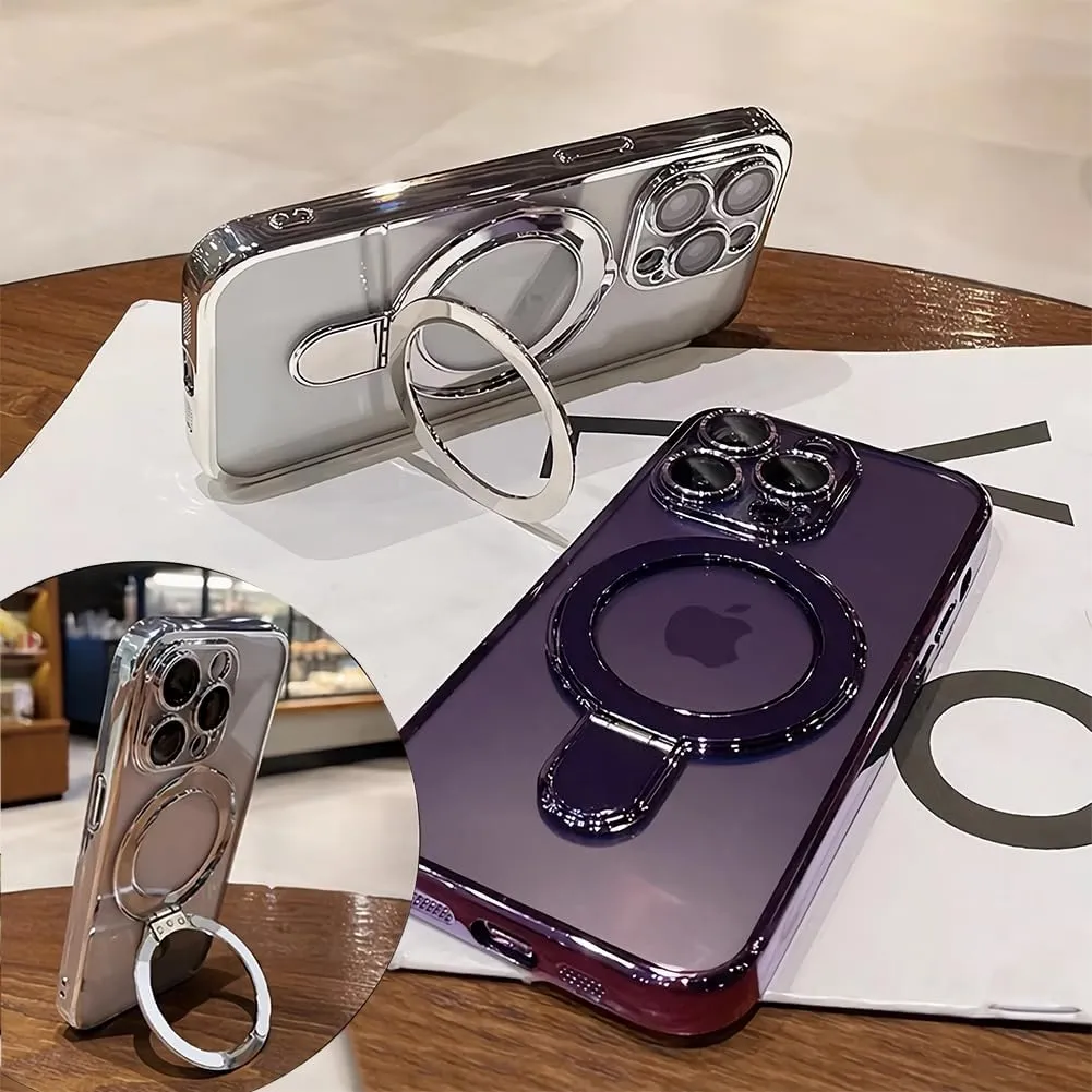 LXK Magnetic Stand for iPhone 14 Pro Max Case Compatible with MagSafe, Military-Grade Protection, with Camera Protector, Clear Scratch-Resistant Back Case for iPhone 14 ProMax 6.7 inch (Purple)