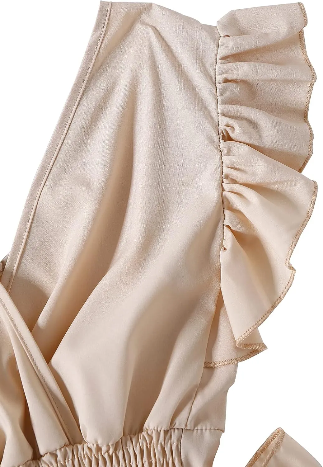 LYANER Women's V Neck Ruffle Cap Sleeve Side Bow Knot Shirred Hem Blouse Crop Tank Top
