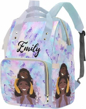 M YESCUSTOM Personalized Baby Diaper Bag with Name Custom Butterfly Print Mommy Nursing Daypack with Large Capacity Mother's Day Gift