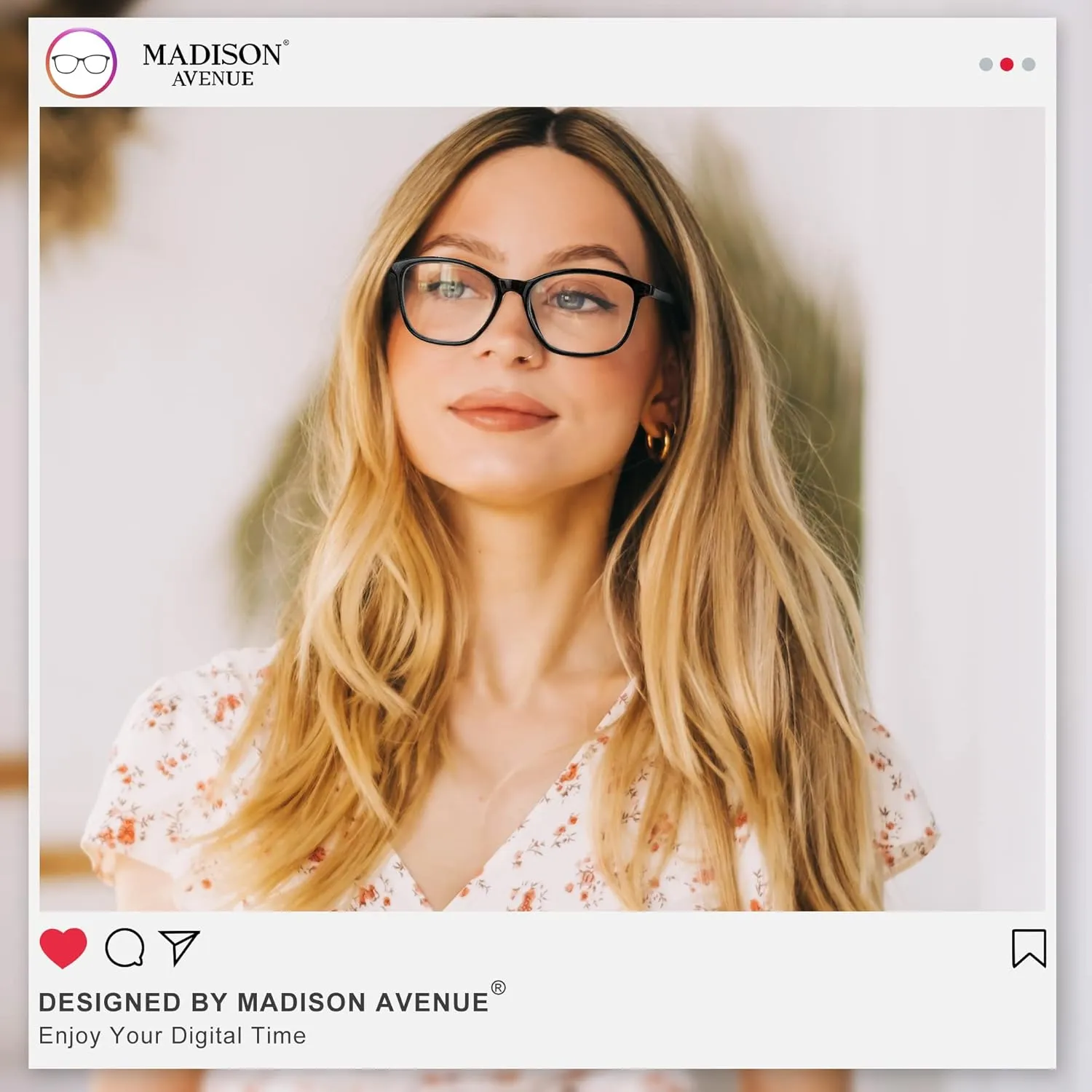 Madison Avenue Blue Light Blocking Glasses Anti Eyestrain UV Glare Blue Light Glasses for Women TV Phone Computer Gaming Eyeglasses (Black)