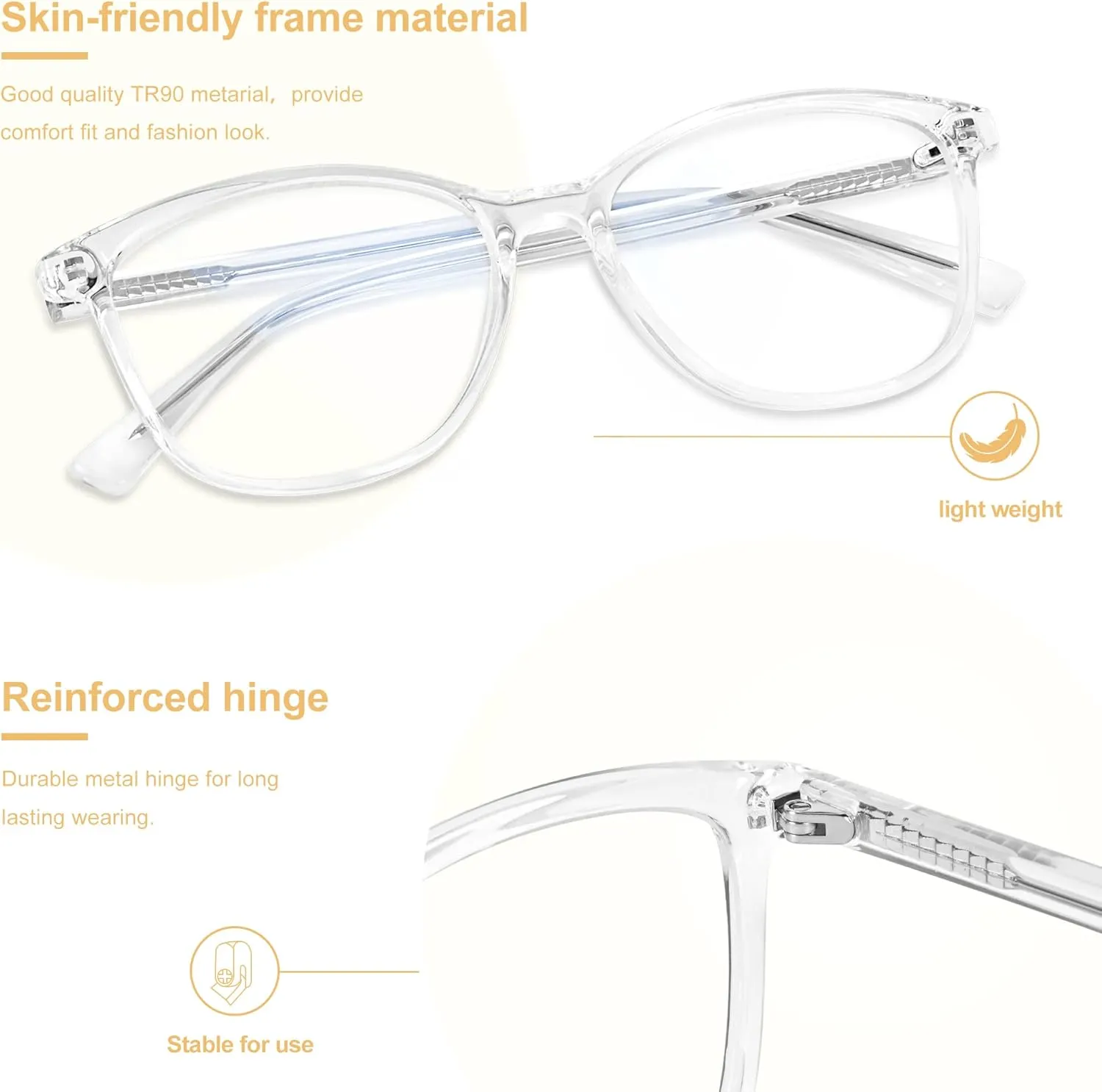 Madison Avenue Blue Light Blocking Glasses Anti Eyestrain UV Glare Blue Light Glasses for Women TV Phone Computer Gaming Eyeglasses (Clear)