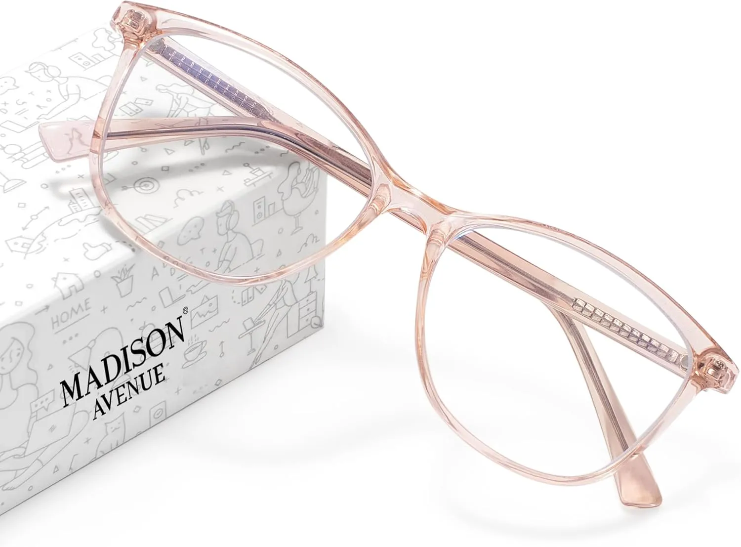 Madison Avenue Blue Light Blocking Glasses Anti Eyestrain UV Glare Blue Light Glasses for Women TV Phone Computer Gaming Eyeglasses Liberty (Crystal Brown)