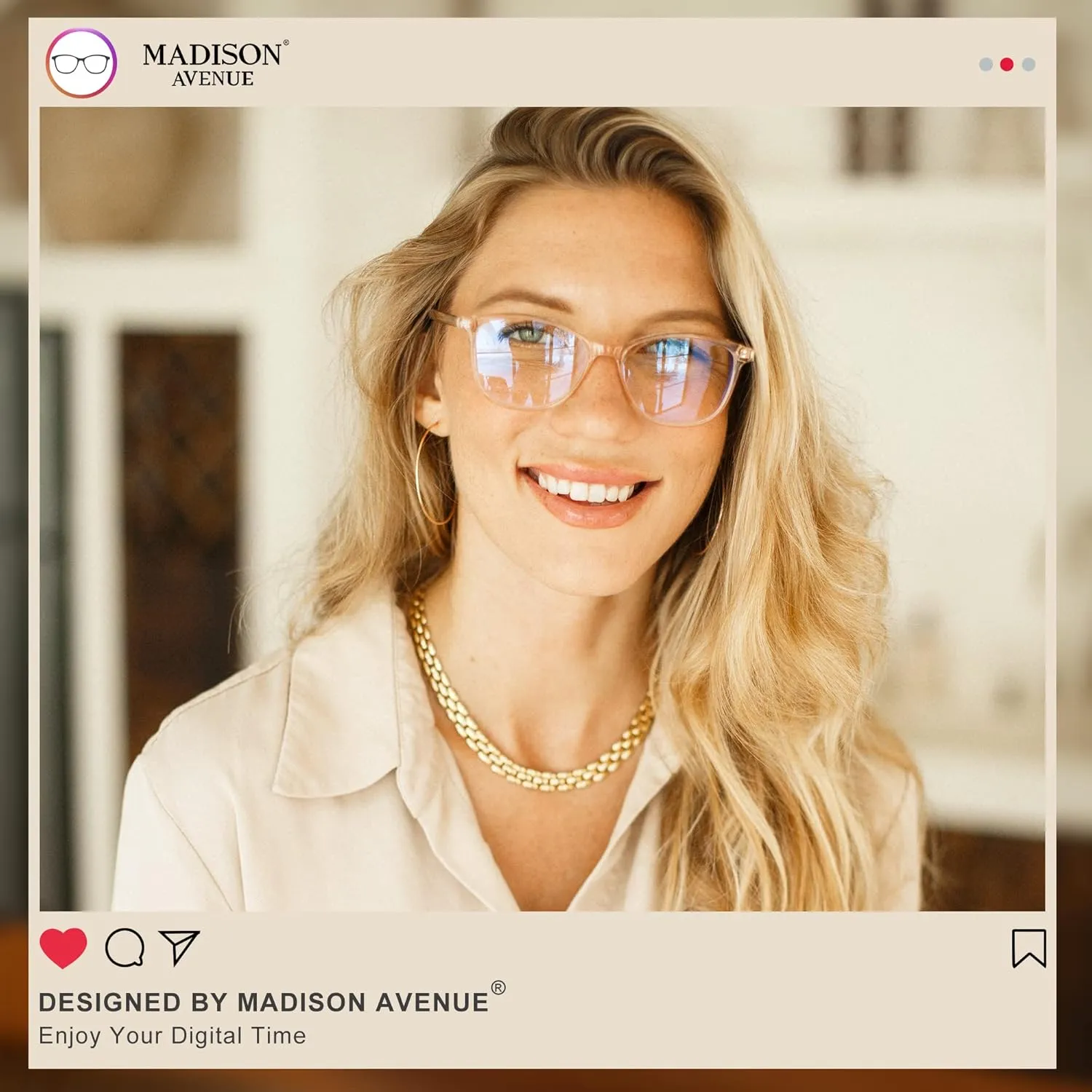 Madison Avenue Blue Light Blocking Glasses Anti Eyestrain UV Glare Blue Light Glasses for Women TV Phone Computer Gaming Eyeglasses Liberty (Crystal Brown)