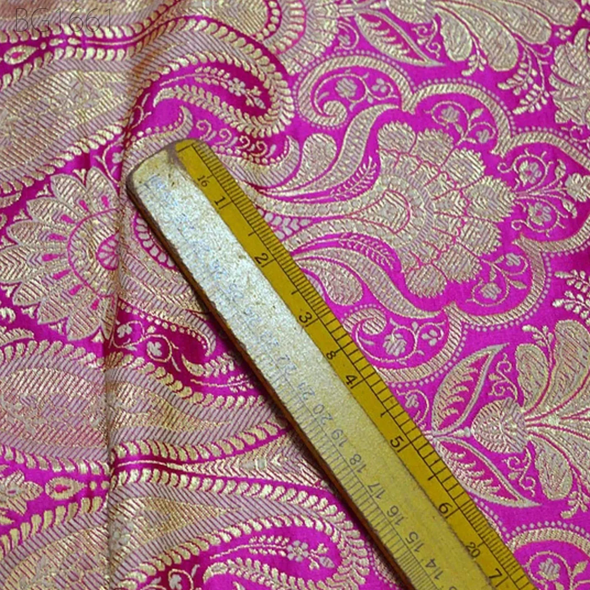 Magenta Sewing Crafting Indian Brocade Banarasi Fabric by the Yard Wedding Dress Bridal Dress Material Skirts Cushions Table Runner Clutches