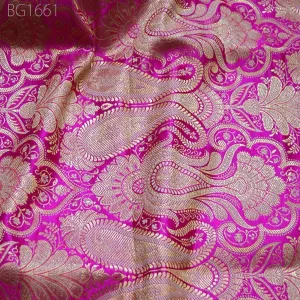 Magenta Sewing Crafting Indian Brocade Banarasi Fabric by the Yard Wedding Dress Bridal Dress Material Skirts Cushions Table Runner Clutches