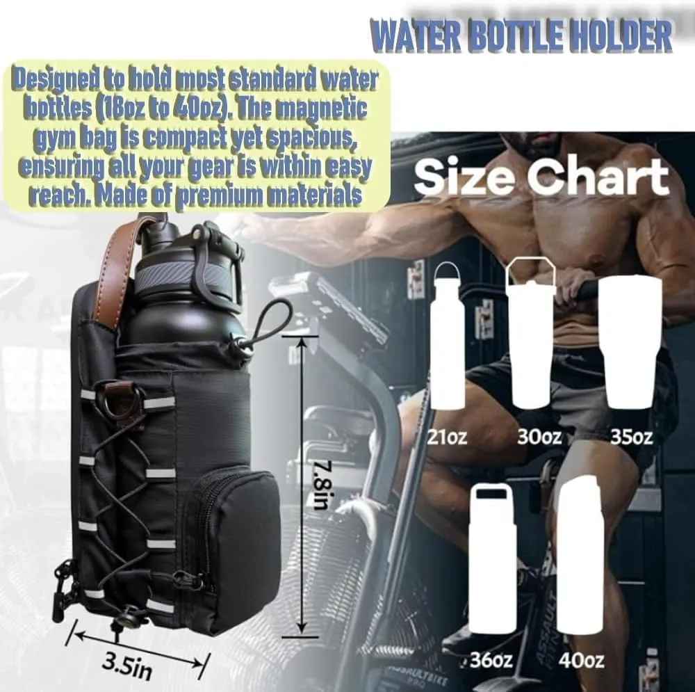 Magnetic Bag Gym, Bottle Sling Bag for Men and Women | Magnetic Bags for Gym, Travel, Work, and Sports (2pcs Black)
