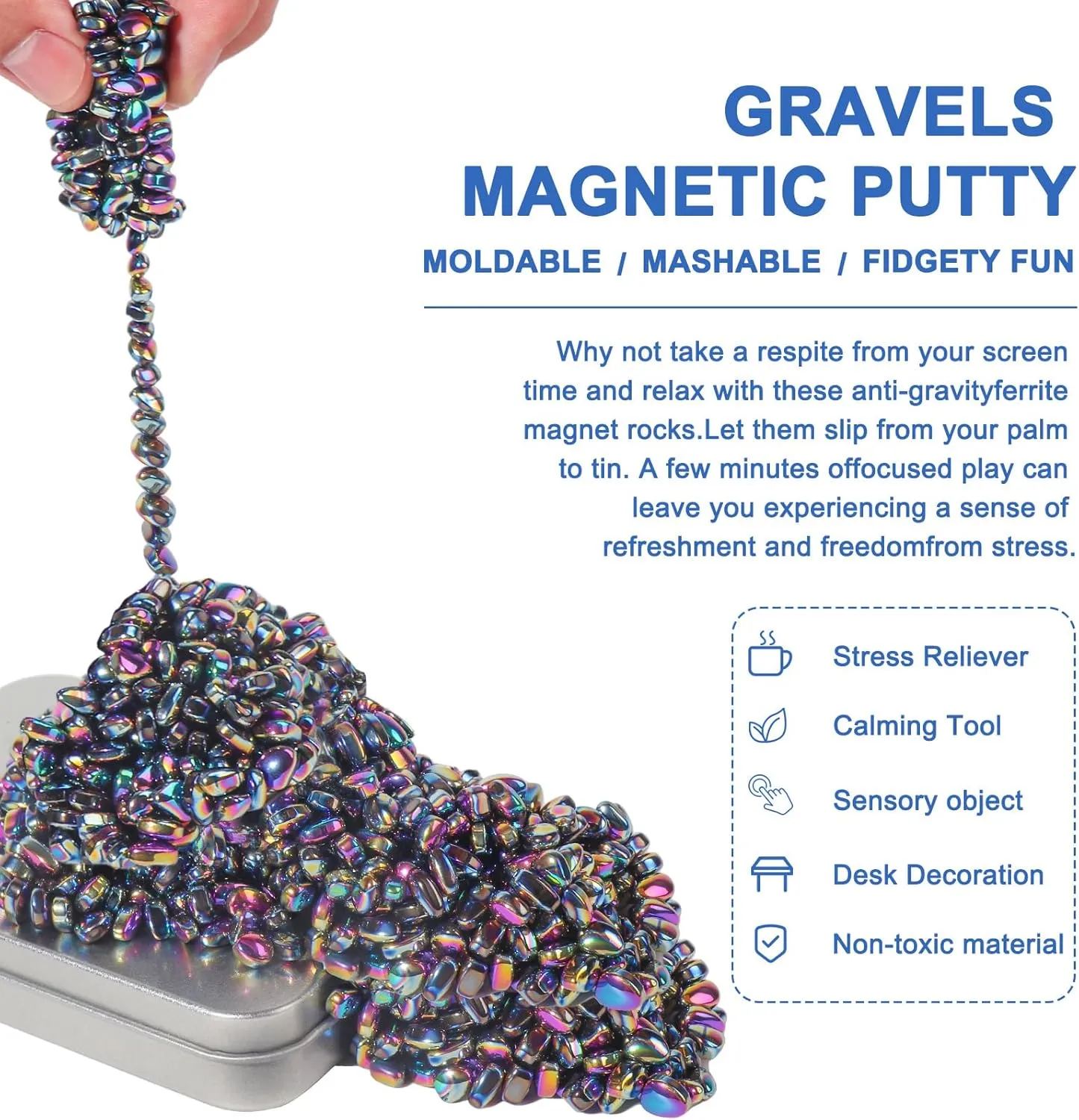 Magnetic Balls,Fidget Toys,700 Mini Magnetic Ferrite Putty,with 4 Large Smooth Magnetic Beads，Stress Relief Sensory Desk Toys for Office Stress/Anxiety Relief ,Gifts for Teen，Adults Gifts（colours）
