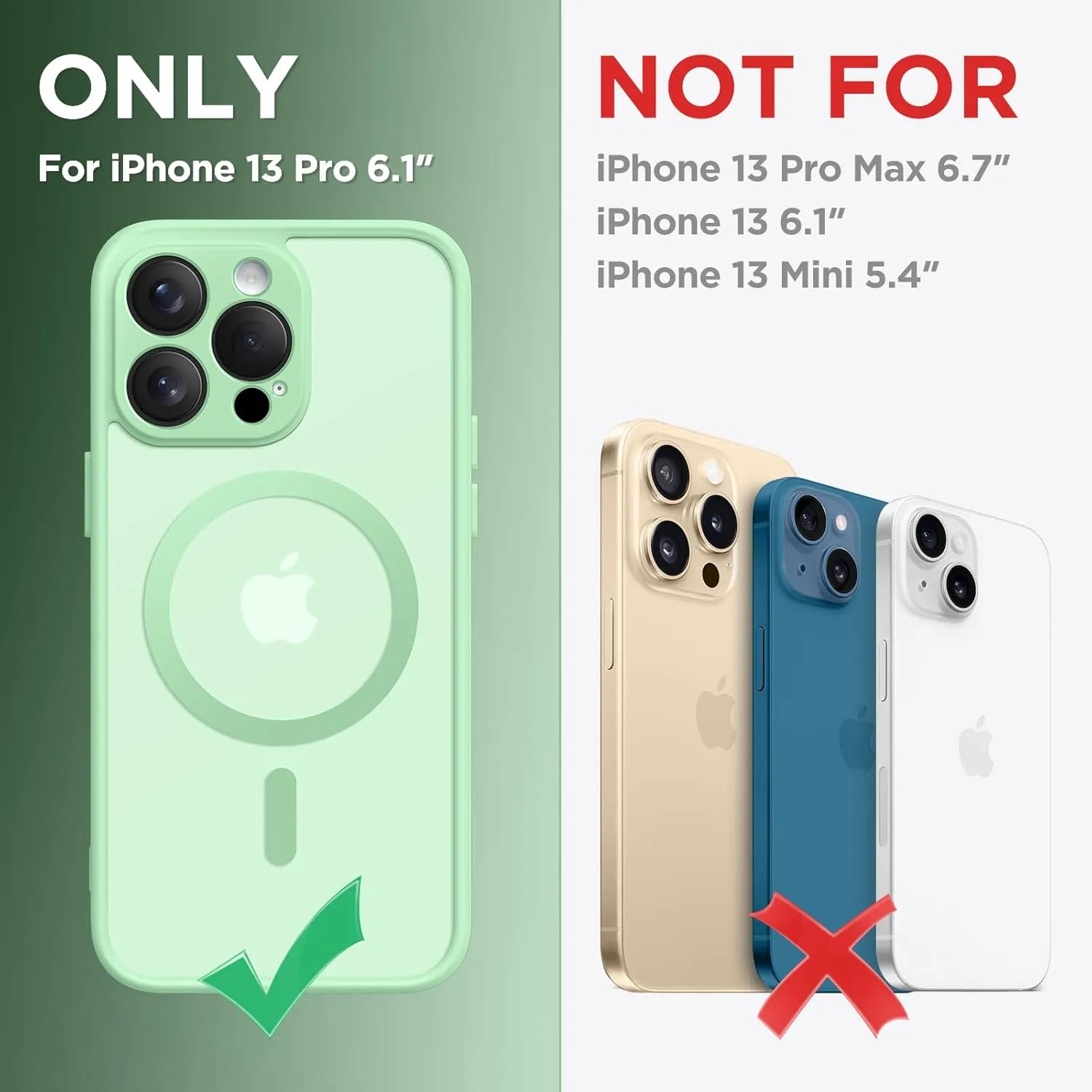Magnetic for iPhone 13 Pro Case, [Compatible with MagSafe] [Full Camera Protection] Shockproof Protective Slim Translucent Matte Phone Case for iPhone 13 Pro 6.1'', Bamboo Green