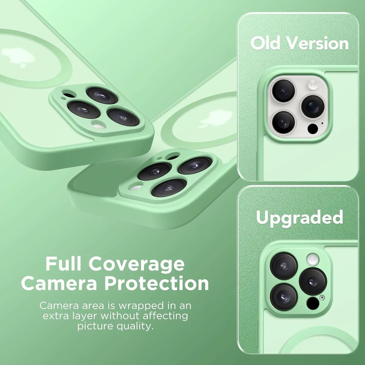 Magnetic for iPhone 13 Pro Case, [Compatible with MagSafe] [Full Camera Protection] Shockproof Protective Slim Translucent Matte Phone Case for iPhone 13 Pro 6.1'', Bamboo Green