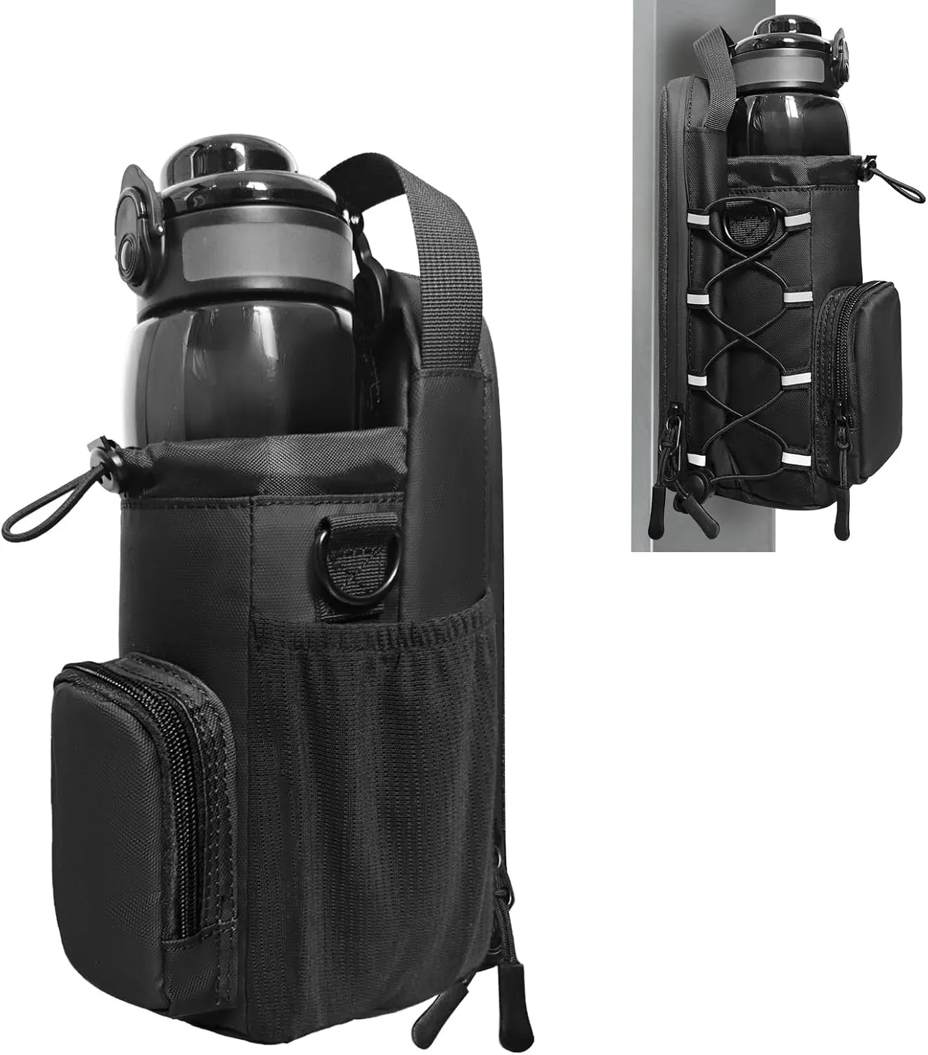 Magnetic Gym Bag for Men and Women, Magnetic Water Bottle Holder for Gym, Small Gym Bag, Gym Gifts for Women and Men (All Black)