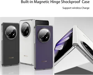 Magnetic Hinge Case Compatible with Oppo Find N5,with Magnetic Ring Leather Full Body Protection Protective Case Cover for Find N5 (Black)