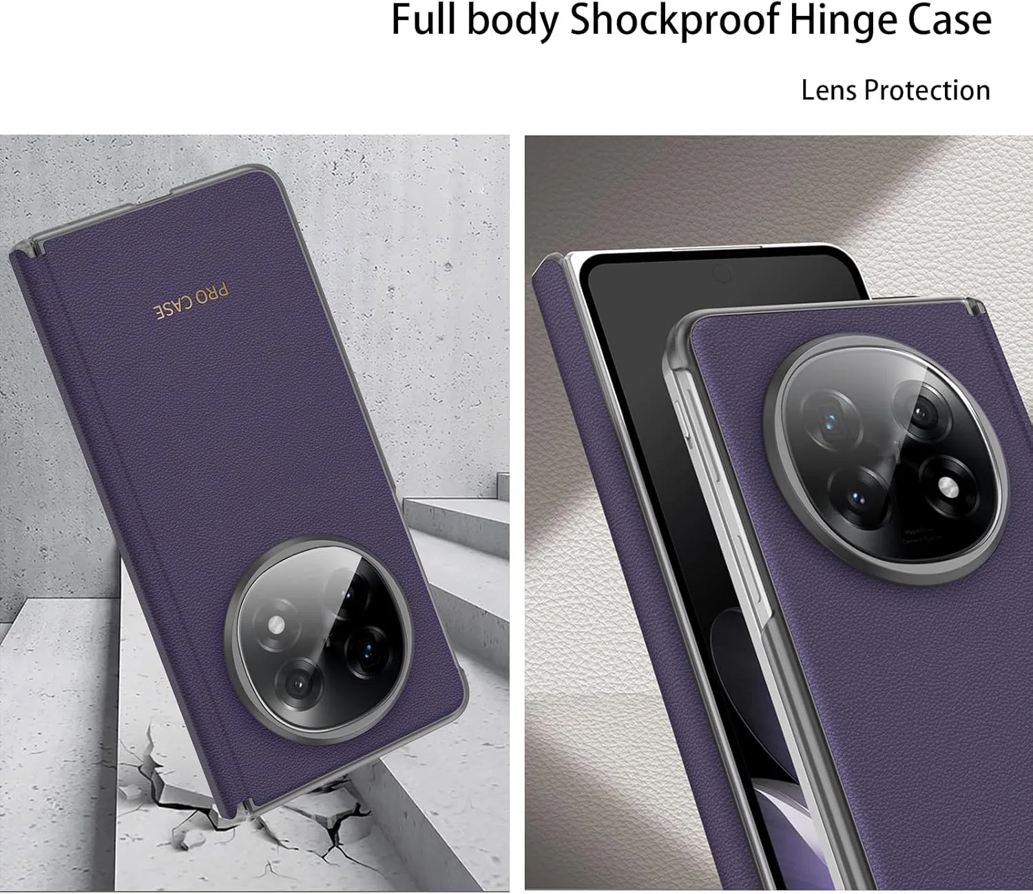 Magnetic Hinge Case Compatible with Oppo Find N5,with Magnetic Ring Leather Full Body Protection Protective Case Cover for Find N5 (Black)