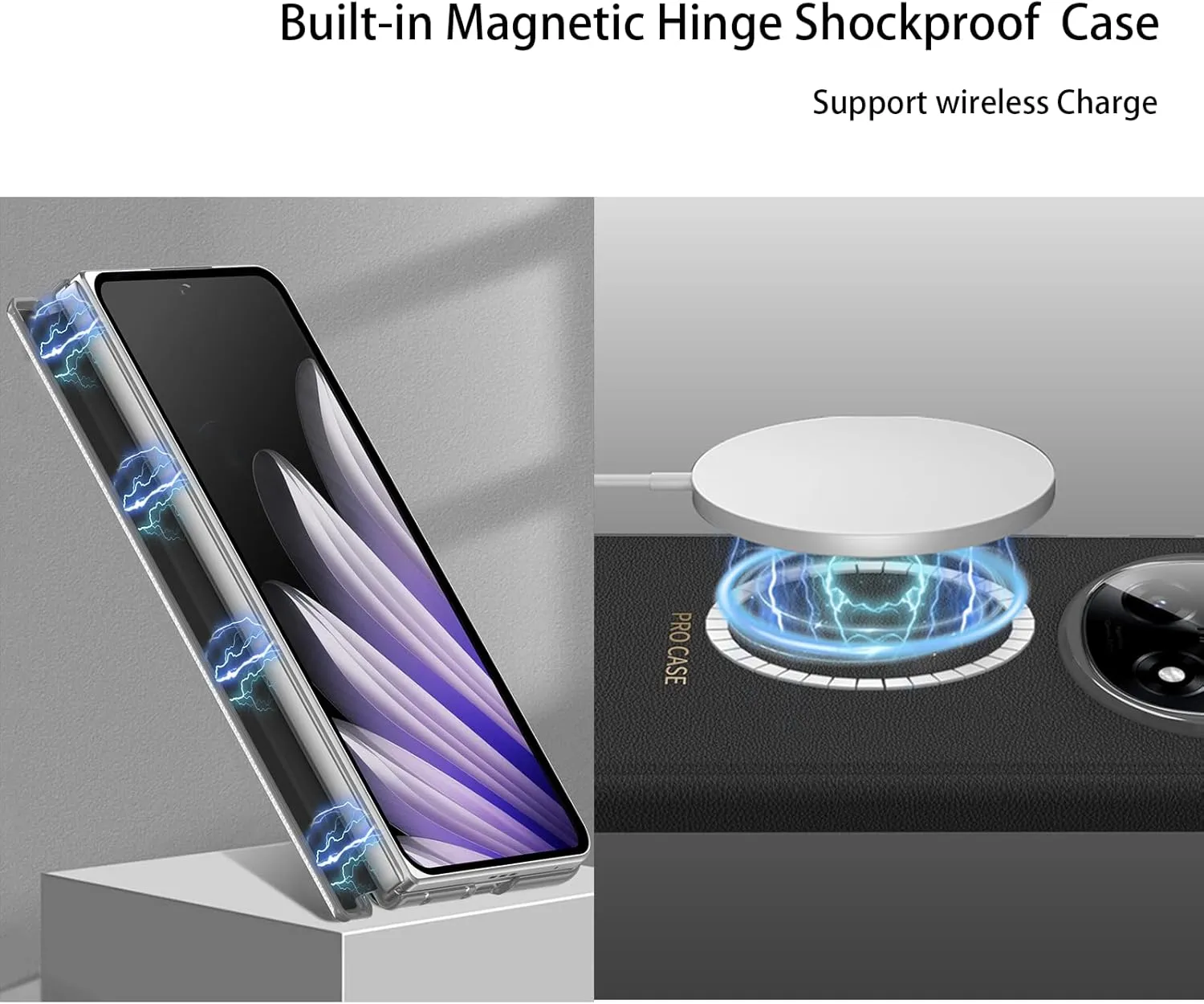 Magnetic Hinge Case Compatible with Oppo Find N5,with Magnetic Ring Leather Full Body Protection Protective Case Cover for Find N5 (Black)
