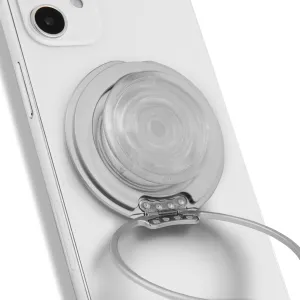 Magnetic Ultra-Thin Collapsible Phone Grip – Sleek Magnetic Phone Holder for iPhone & Android, 360 Rotation, Wireless Charger Compatible, Durable & Portable (White)