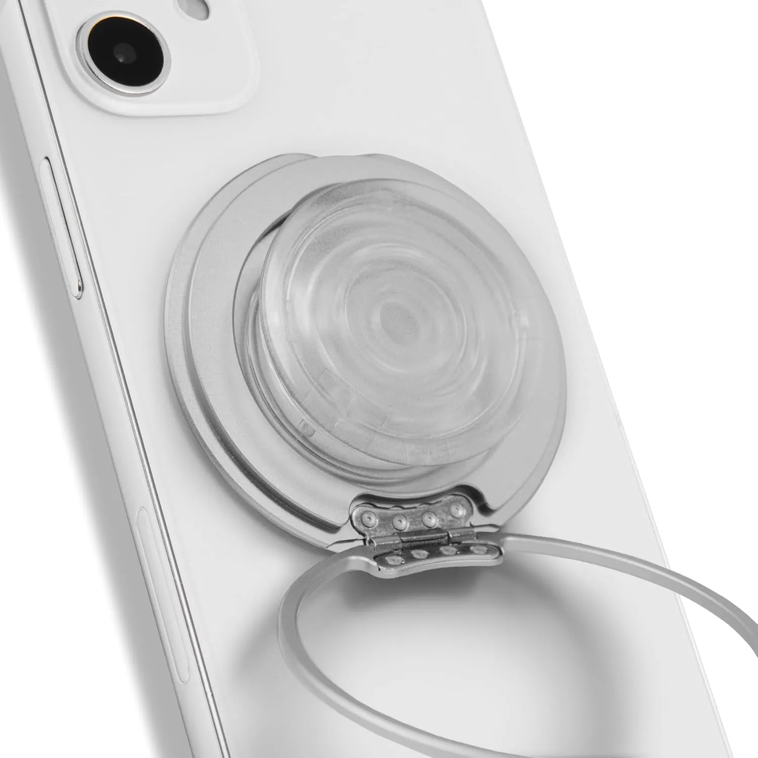 Magnetic Ultra-Thin Collapsible Phone Grip – Sleek Magnetic Phone Holder for iPhone & Android, 360 Rotation, Wireless Charger Compatible, Durable & Portable (White)