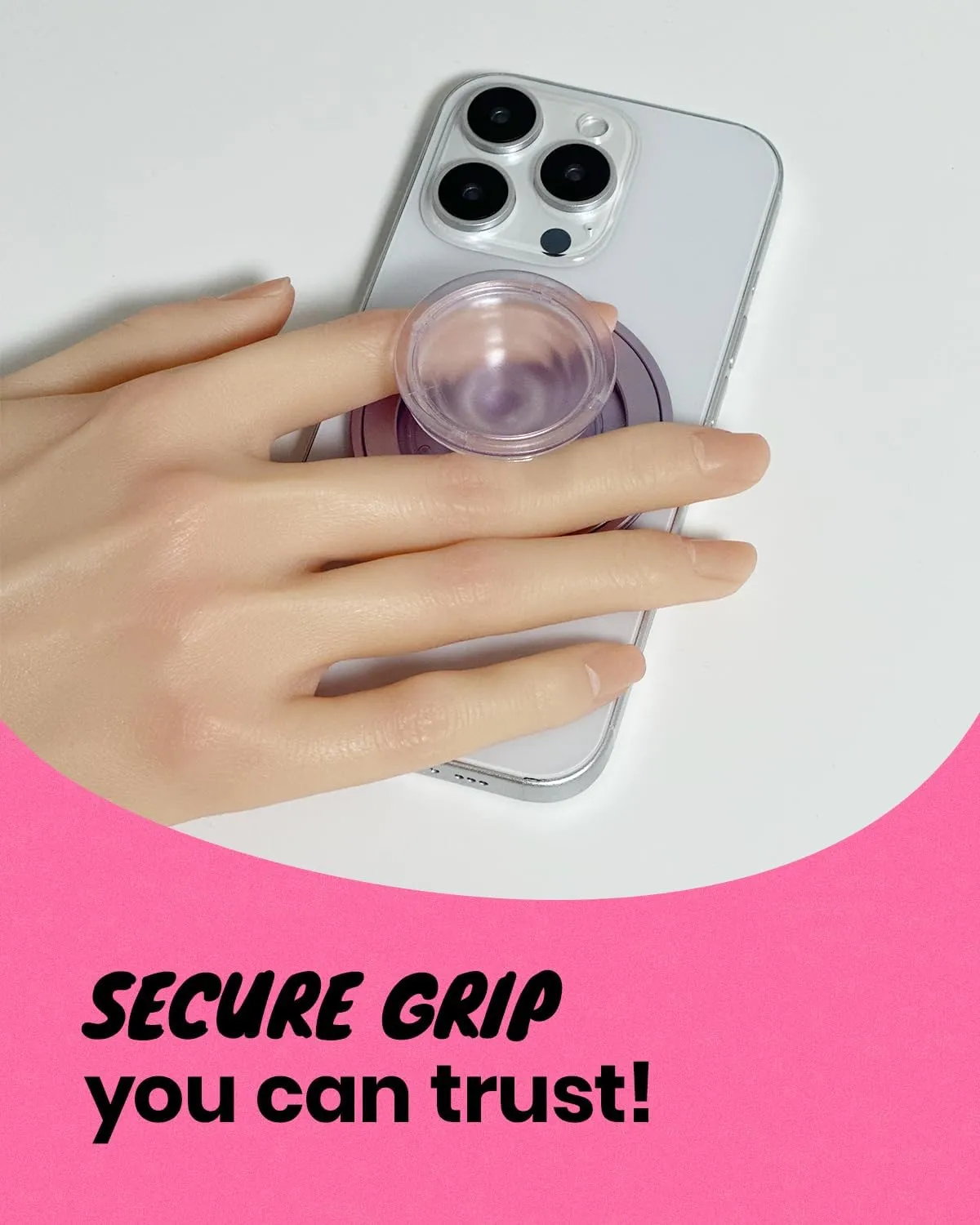 Magnetic Ultra-Thin Collapsible Phone Grip – Sleek Magnetic Phone Holder for iPhone & Android, 360 Rotation, Wireless Charger Compatible, Durable & Portable (White)