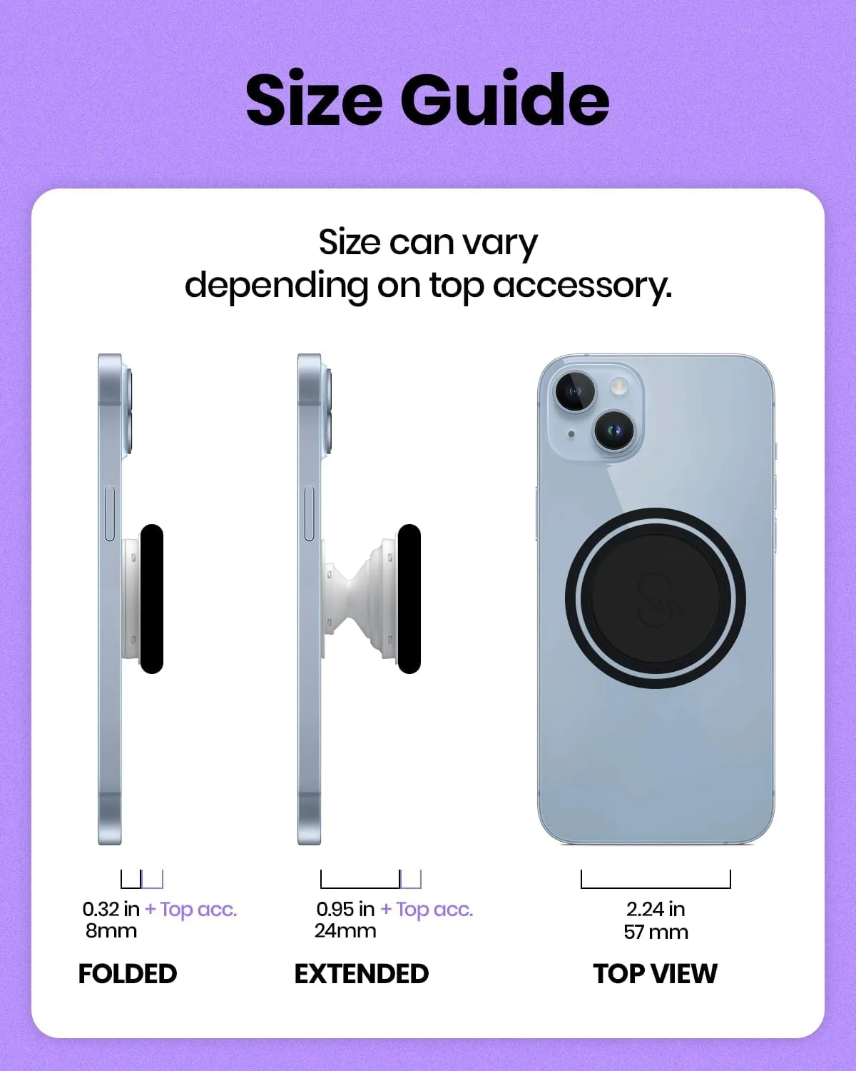 Magnetic Ultra-Thin Collapsible Phone Grip – Sleek Magnetic Phone Holder for iPhone & Android, 360 Rotation, Wireless Charger Compatible, Durable & Portable (White)