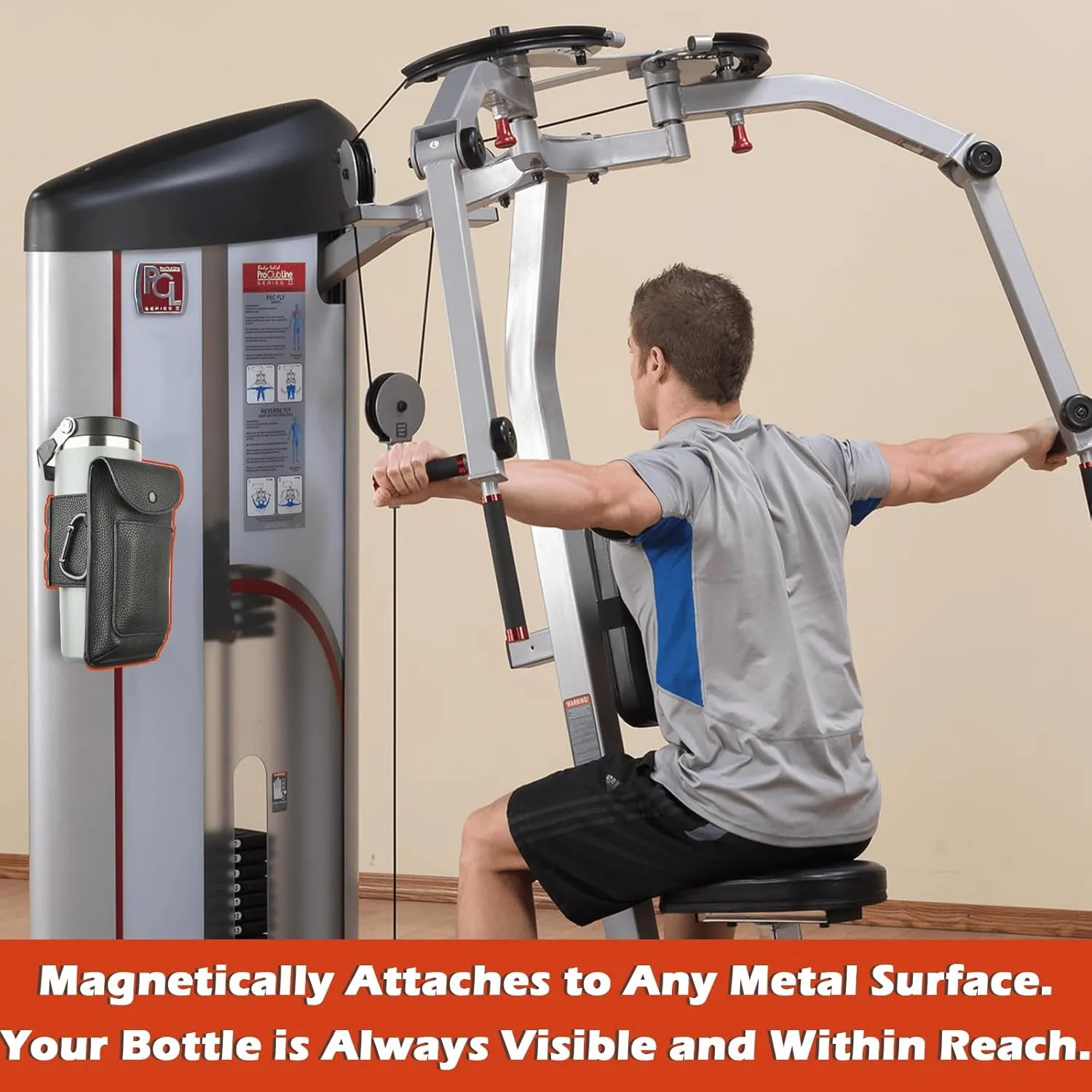 Magnetic Water Bottle Holder, Magnetic Cup Holder for Gym, Strong Magnet Mount Phone Pouch Bag, Heavy Duty Fitness Water Bottles Accessories for Stanley, Owala Soufull Bottle