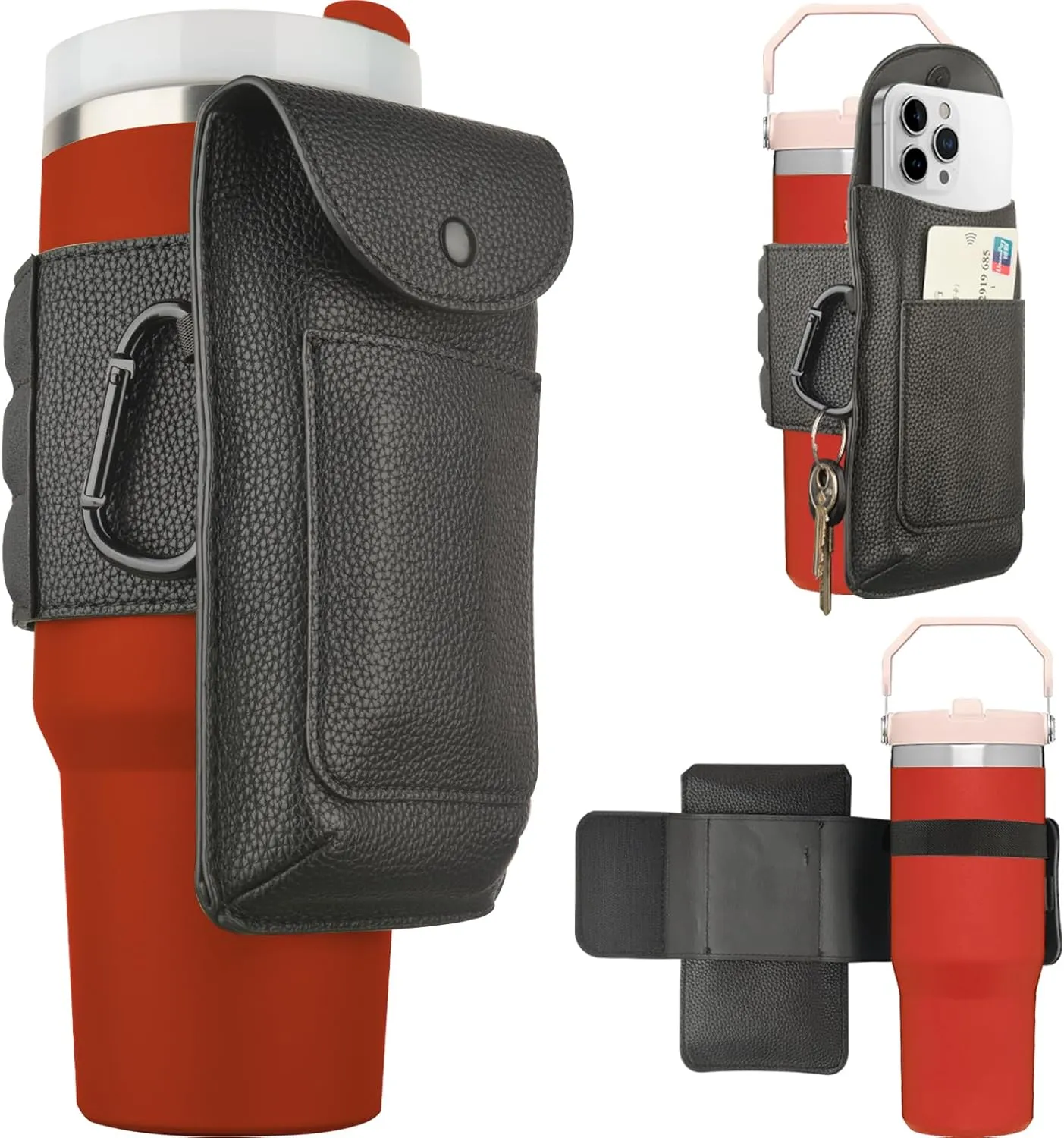 Magnetic Water Bottle Holder, Magnetic Cup Holder for Gym, Strong Magnet Mount Phone Pouch Bag, Heavy Duty Fitness Water Bottles Accessories for Stanley, Owala Soufull Bottle