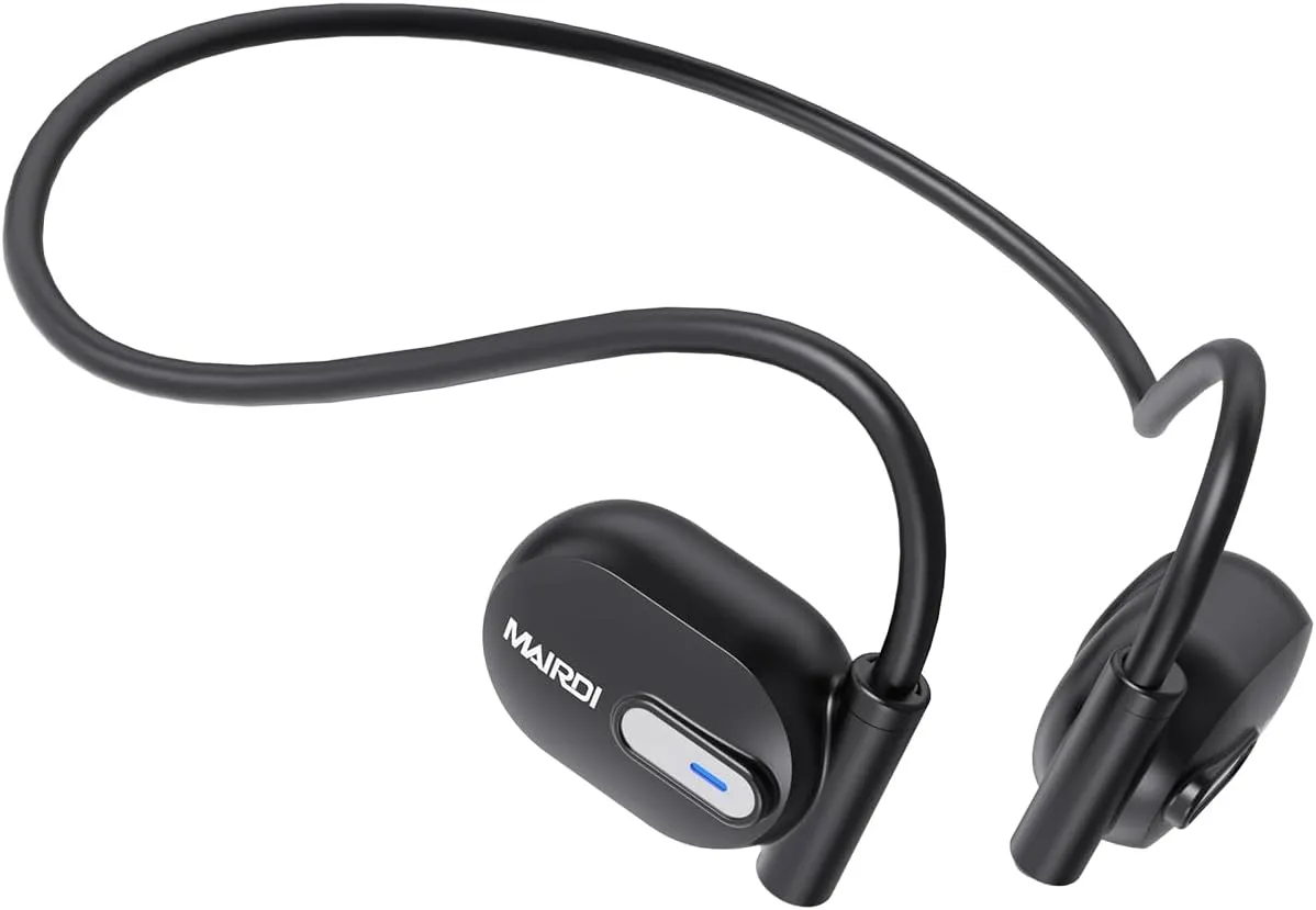 MAIRDI Air Conduction Wireless Headphone Open Ear Headphones Bluetooth 5.3 Sport Earbuds with Premium Sound, 8H Playtime, Mic Noise Reduction Earphone for Running Cycling Black