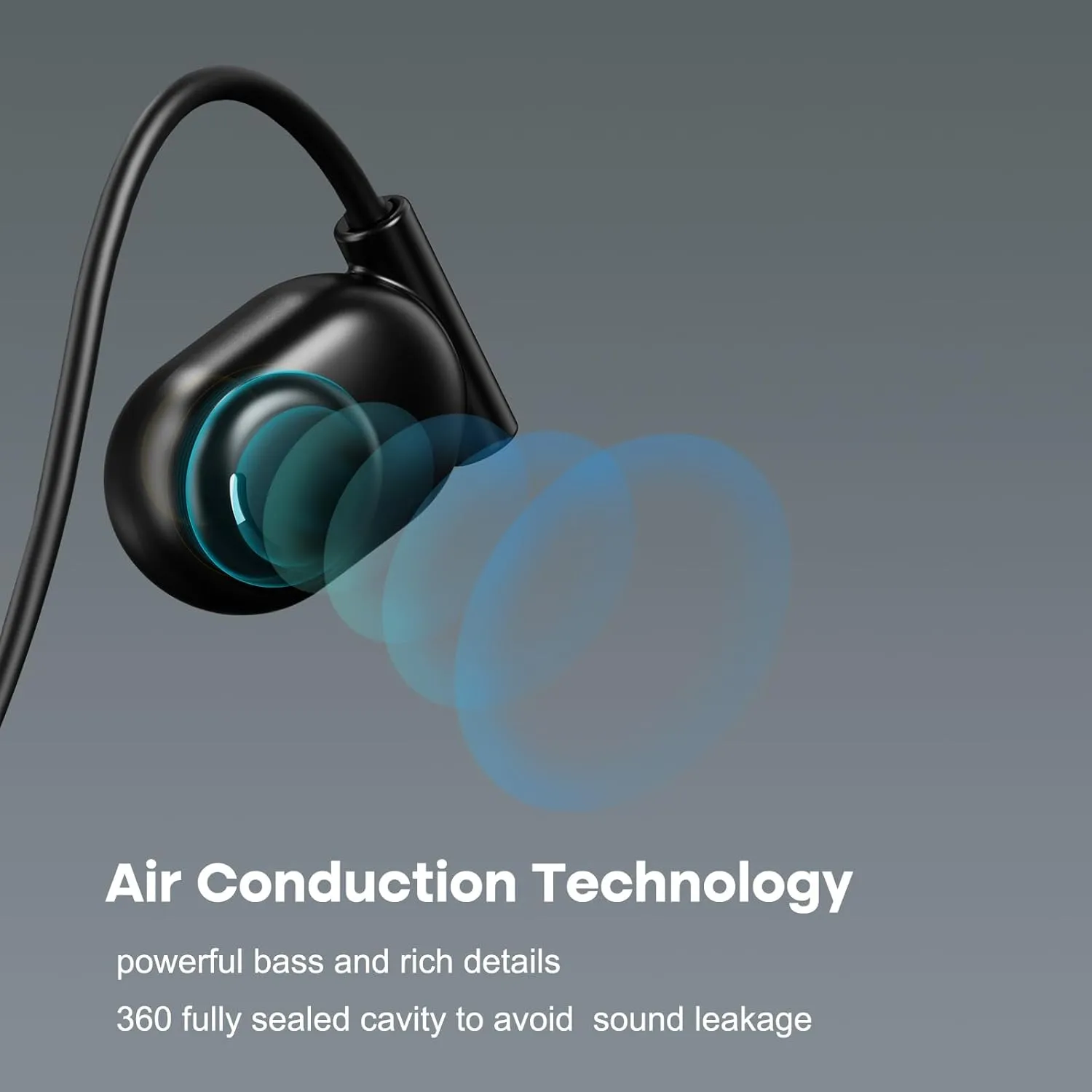 MAIRDI Air Conduction Wireless Headphone Open Ear Headphones Bluetooth 5.3 Sport Earbuds with Premium Sound, 8H Playtime, Mic Noise Reduction Earphone for Running Cycling Black