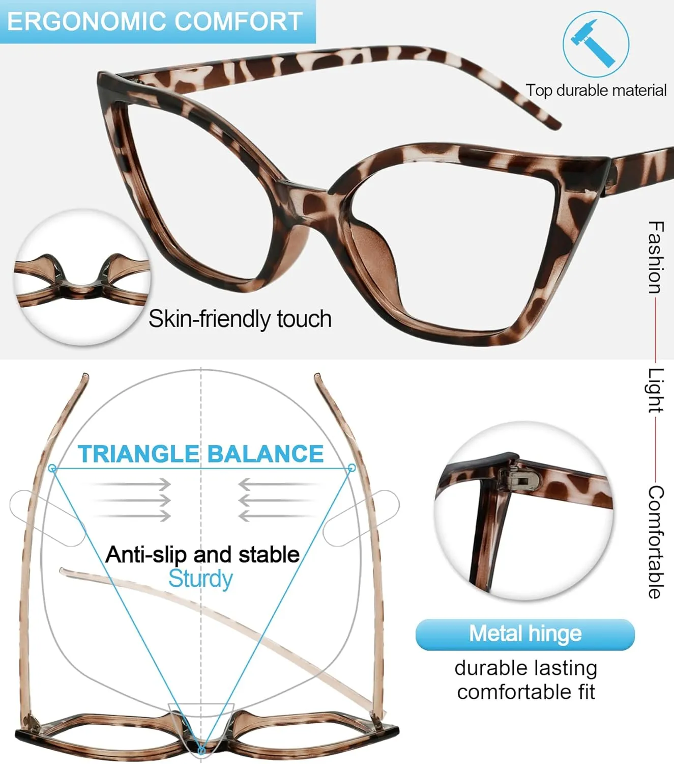 MARE AZZURO Blue Blocking Glasses for Women, Cat Eye Computer Gaming Glasses for Eyestrain