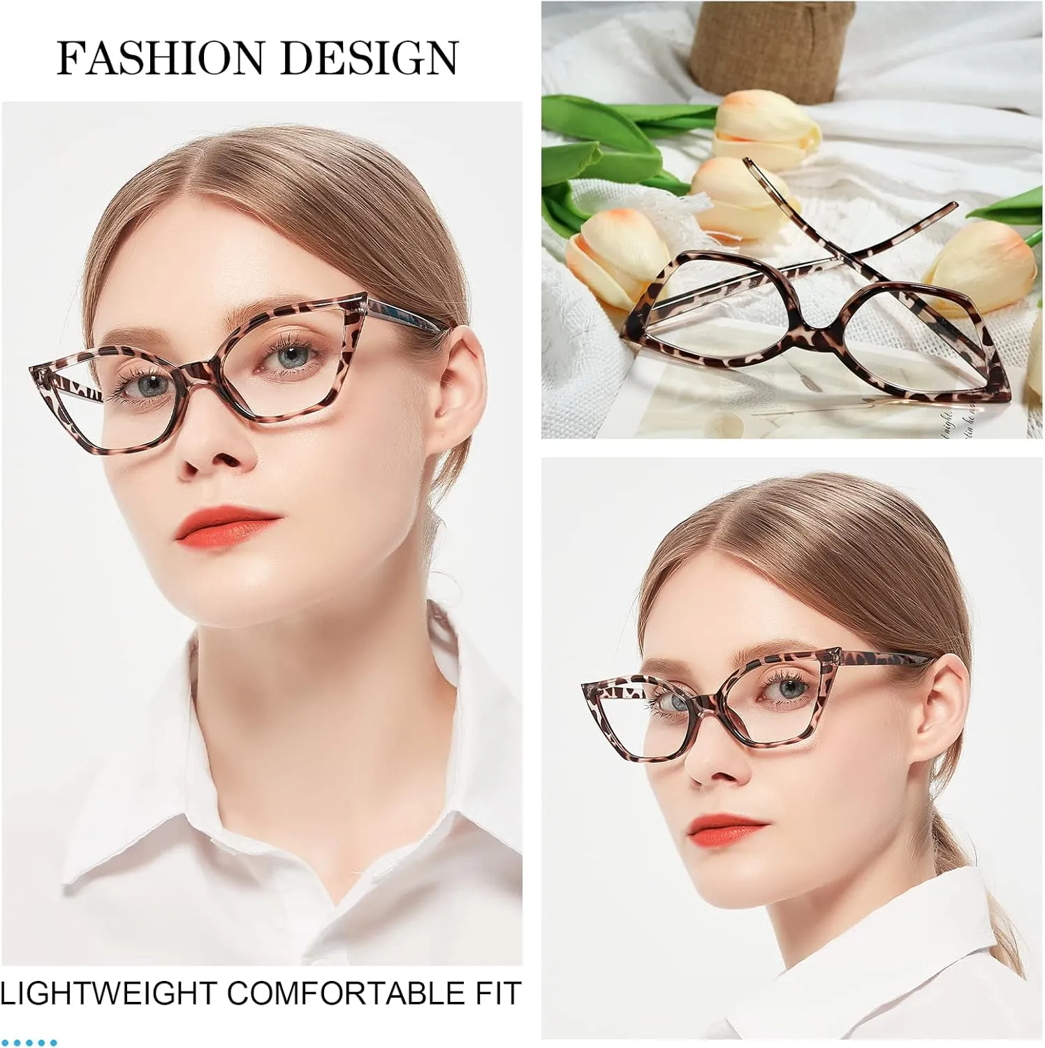 MARE AZZURO Blue Blocking Glasses for Women, Cat Eye Computer Gaming Glasses for Eyestrain