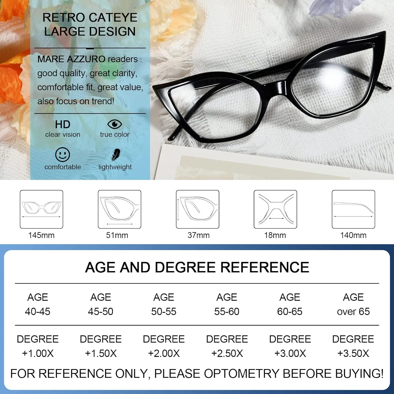 MARE AZZURO Blue Blocking Glasses Women, Ladies Computer Gaming Glasses for Eye Strain