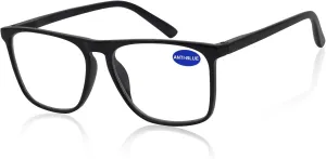 MARE AZZURO Blue Light Blocking Glasses Men Large Square Computer Reading Gaming TV Screen Glasses Anti Eyestrain & UV Glare (Black, 0)