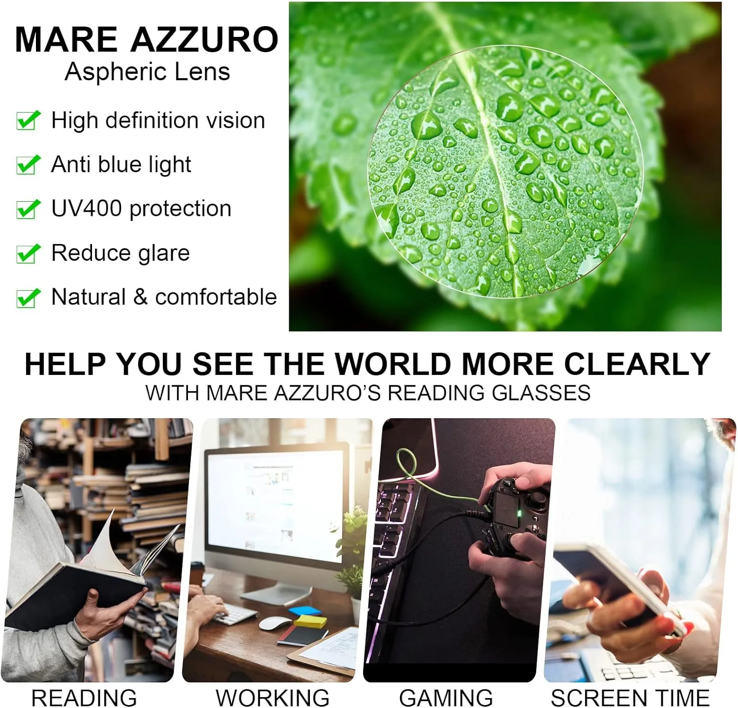 MARE AZZURO Blue Light Blocking Glasses Men Large Square Computer Reading Gaming TV Screen Glasses (Tortoise, 0.00)