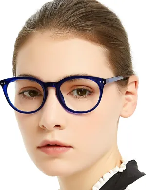 MARE AZZURO Blue Light Blocking Reading Glasses Women Stylish Filter Glare UV Computer Readers 0 1.0 1.5 2.0 2.5 3.0 3.5 4.0 (Blue, 150)