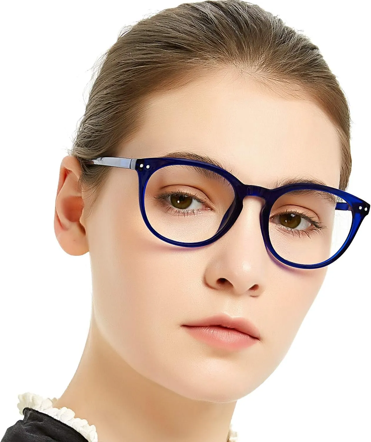 MARE AZZURO Blue Light Blocking Reading Glasses Women Stylish Filter Glare UV Computer Readers 0 1.0 1.5 2.0 2.5 3.0 3.5 4.0 (Blue, 150)