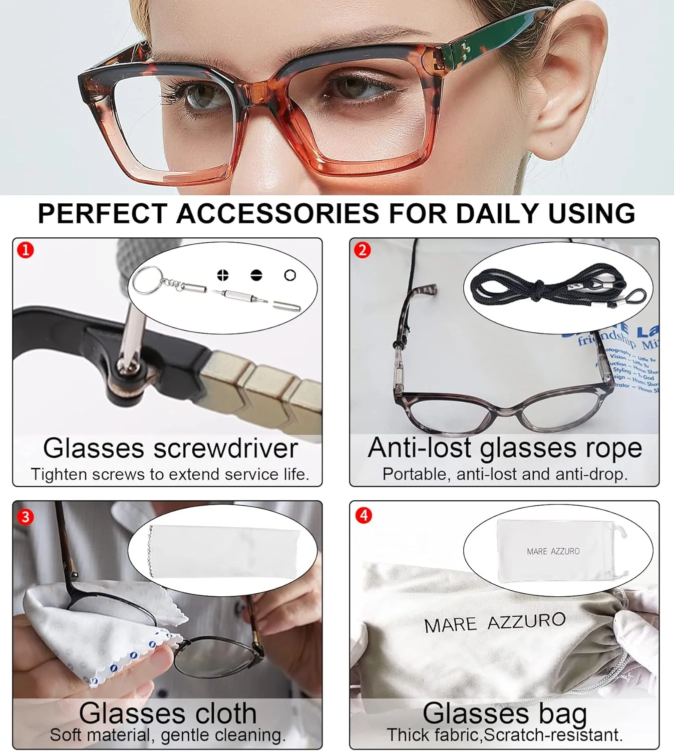 MARE AZZURO Computer Eyewear Women Blue Blocking Eyeglasses Brown Clear Gaming Glasses Female No Degree