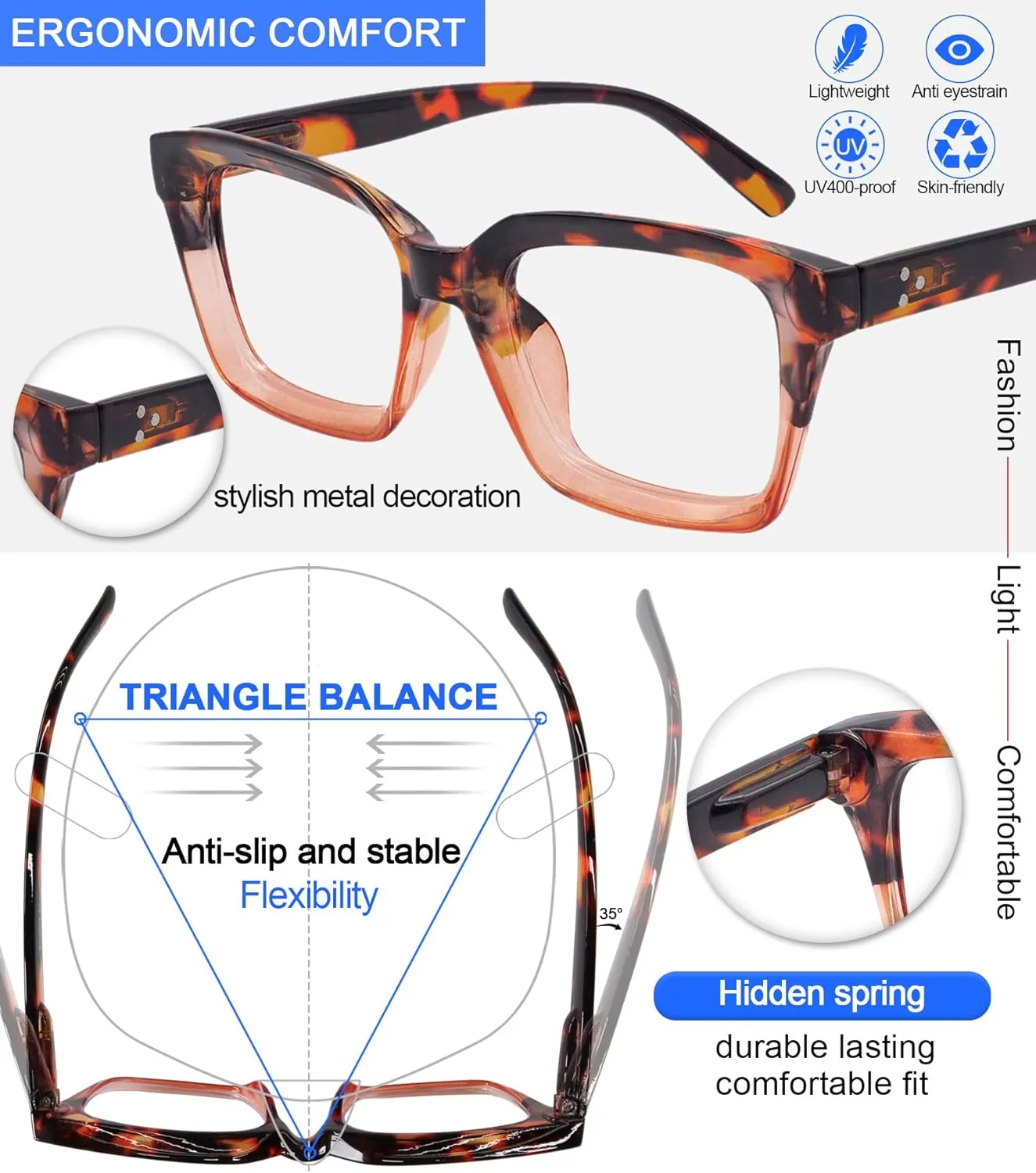 MARE AZZURO Computer Eyewear Women Blue Blocking Eyeglasses Brown Clear Gaming Glasses Female No Degree