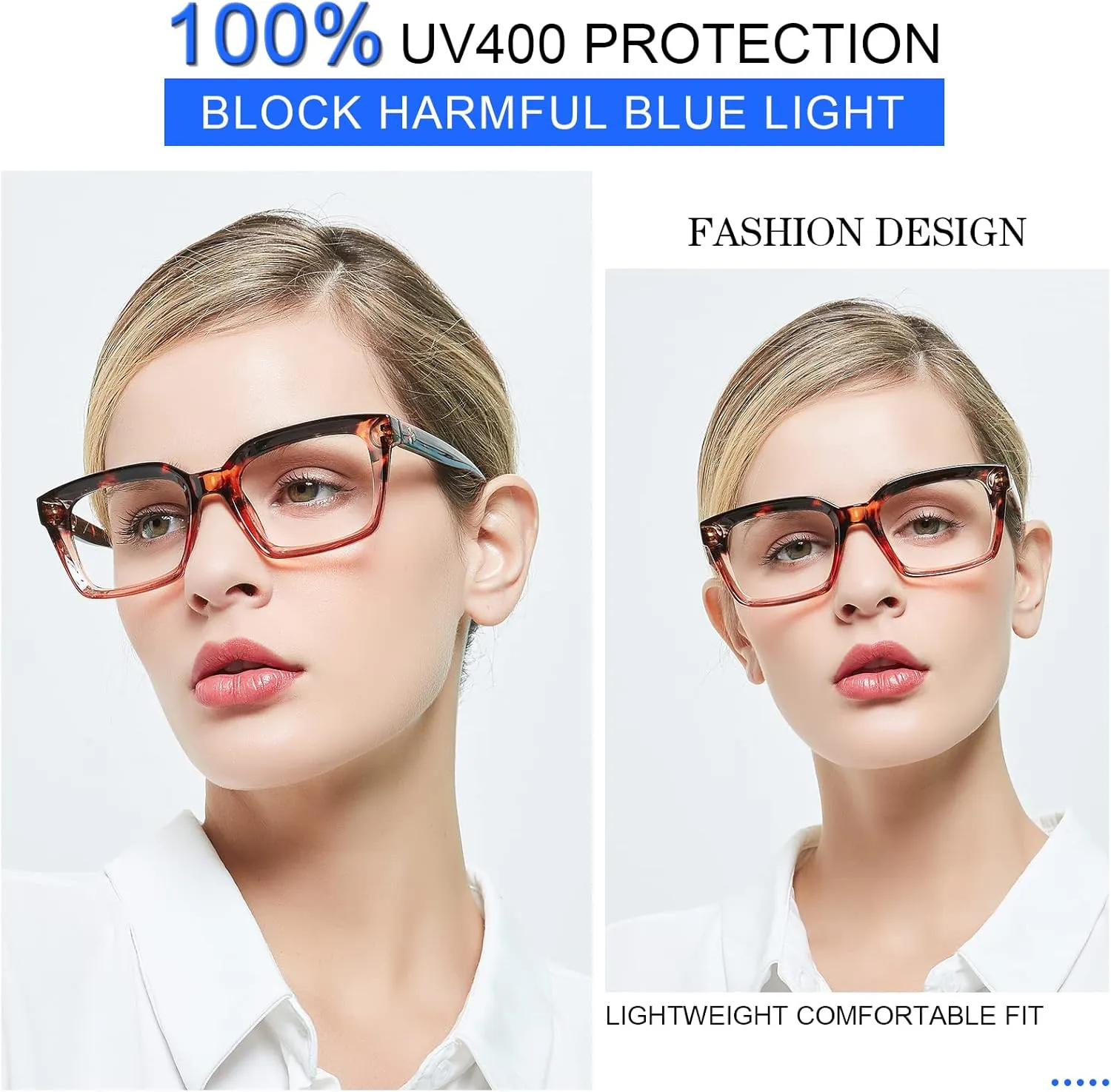 MARE AZZURO Computer Eyewear Women Blue Blocking Eyeglasses Brown Clear Gaming Glasses Female No Degree