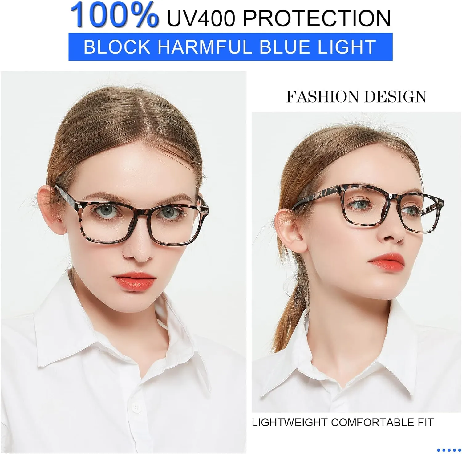 MARE AZZURO Computer Reading Glasses Women Blue Light Blocking Readers 0 1.00 1.25 1.50 1.75 2.00 2.25 2.50 2.75 3.00 3.50 4.00 5.00 6.00 (Leopard, 3.0)