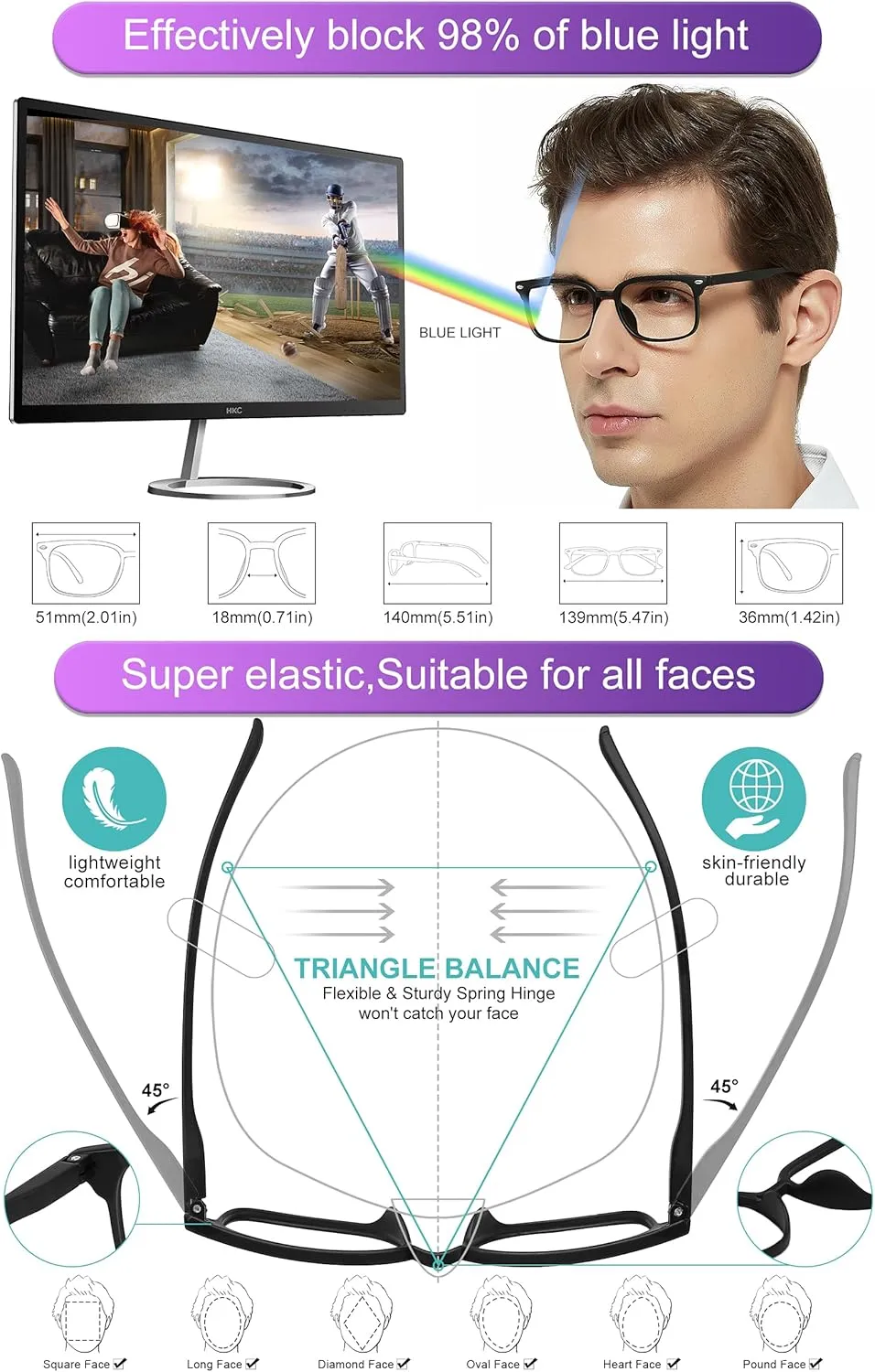 MARE AZZURO Progressive Multifocus Reading Glasses Blue Light Blocking Women Men Lightweight Multifocal Readers