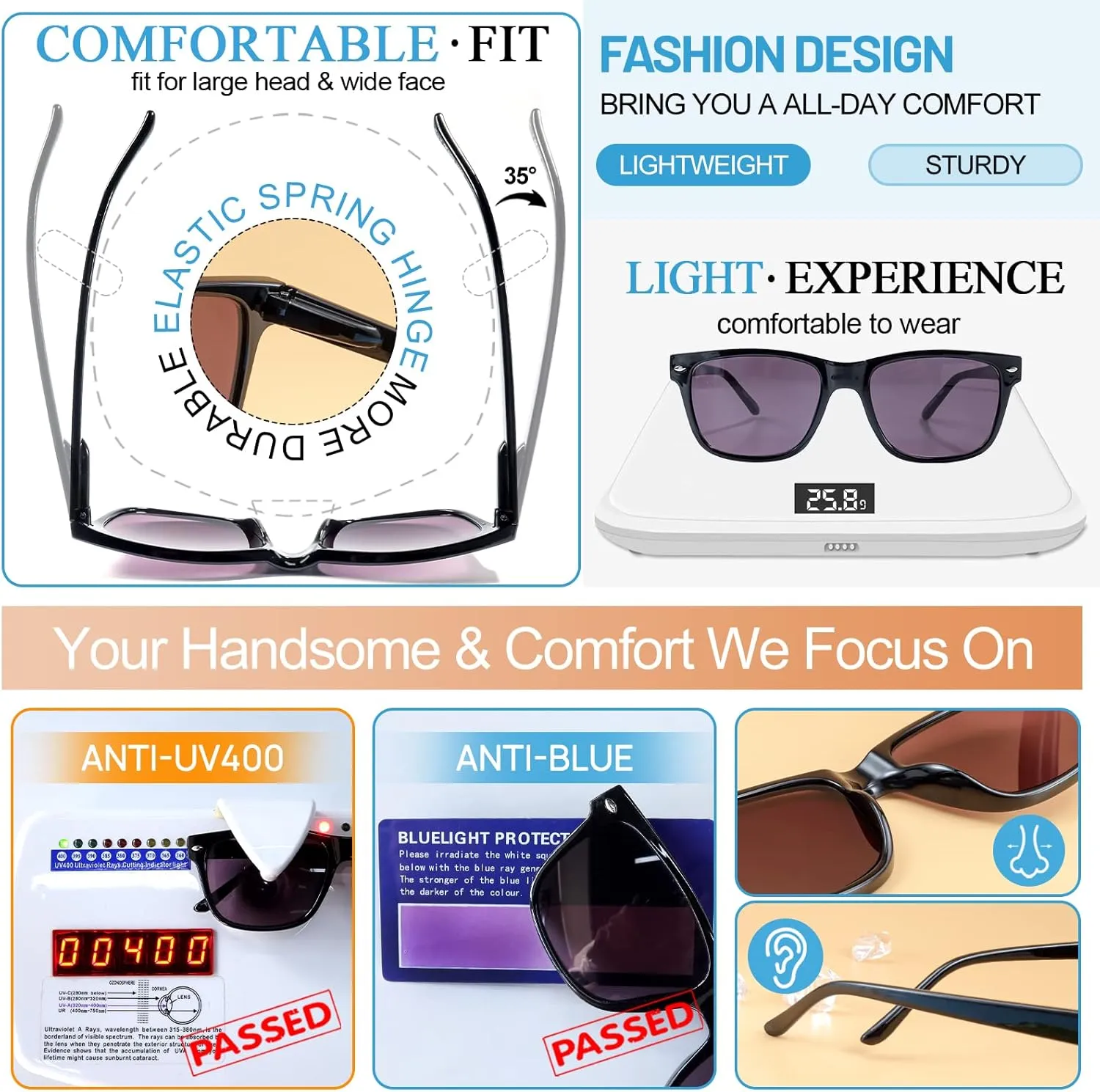 MARE AZZURO Reader Sunglasses Men Large Square Sun Reading Glasses 1.0 1.25 1.5 1.75 2.0 2.25 2.5 2.75 3.0 3.5 4.0
