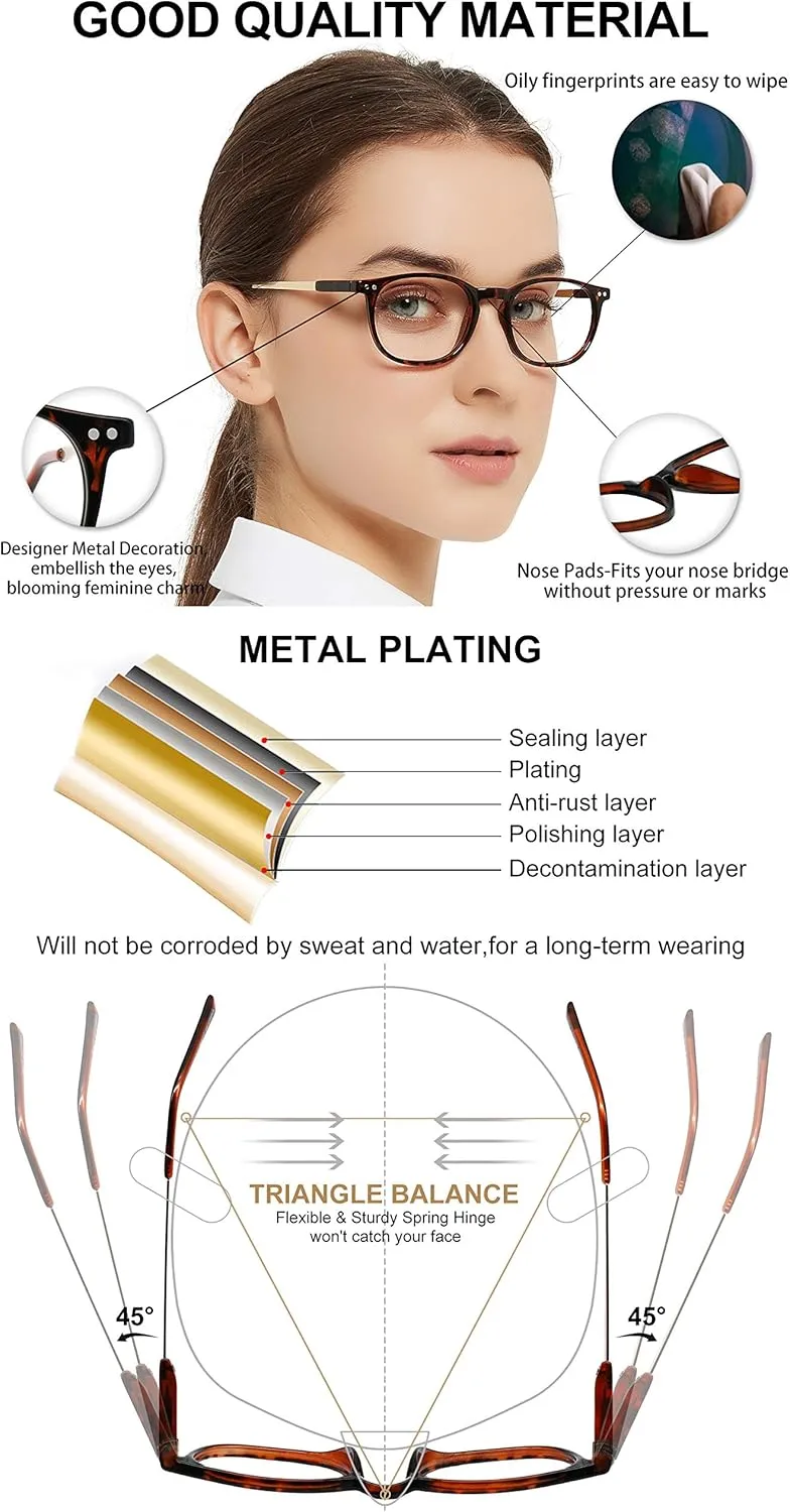 MARE AZZURO Round Blue blocking Glasses Women Trendy Brown Computer Gaming Glasses