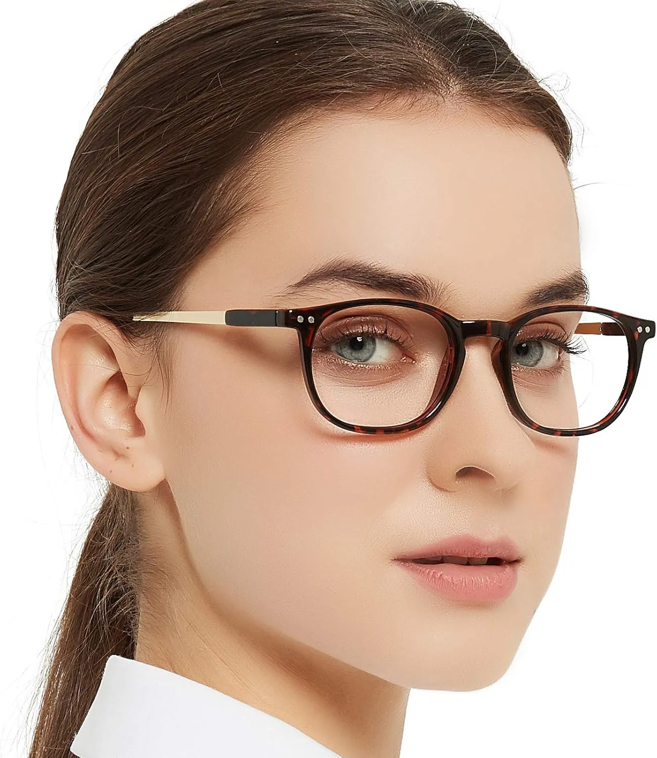 MARE AZZURO Round Blue blocking Glasses Women Trendy Brown Computer Gaming Glasses