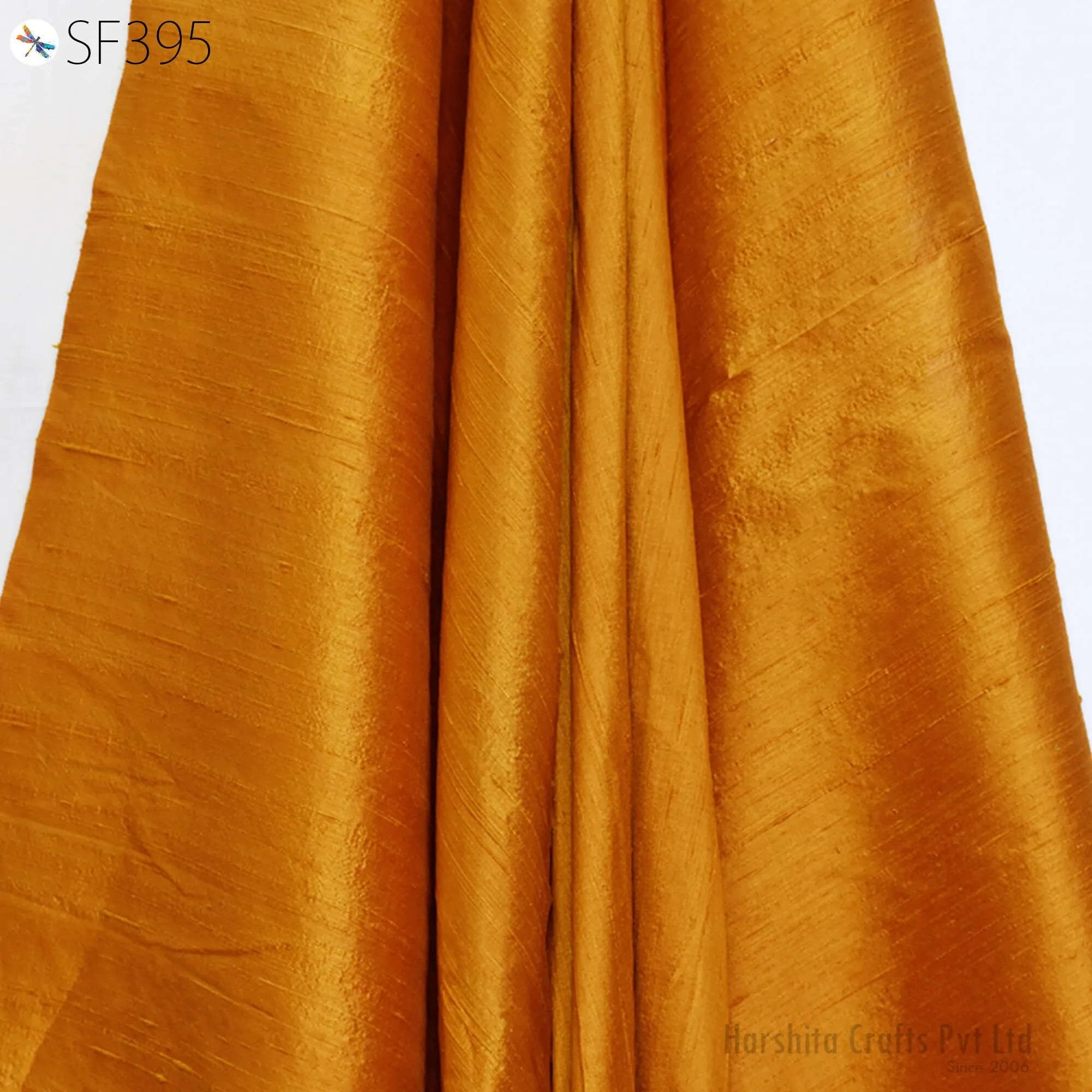 Marigold Yellow Pure Dupioni Fabric Shantung Raw Silk by Yard Indian Bridal Wedding Dress Pillowcases Drapery Curtains Costume Upholstery