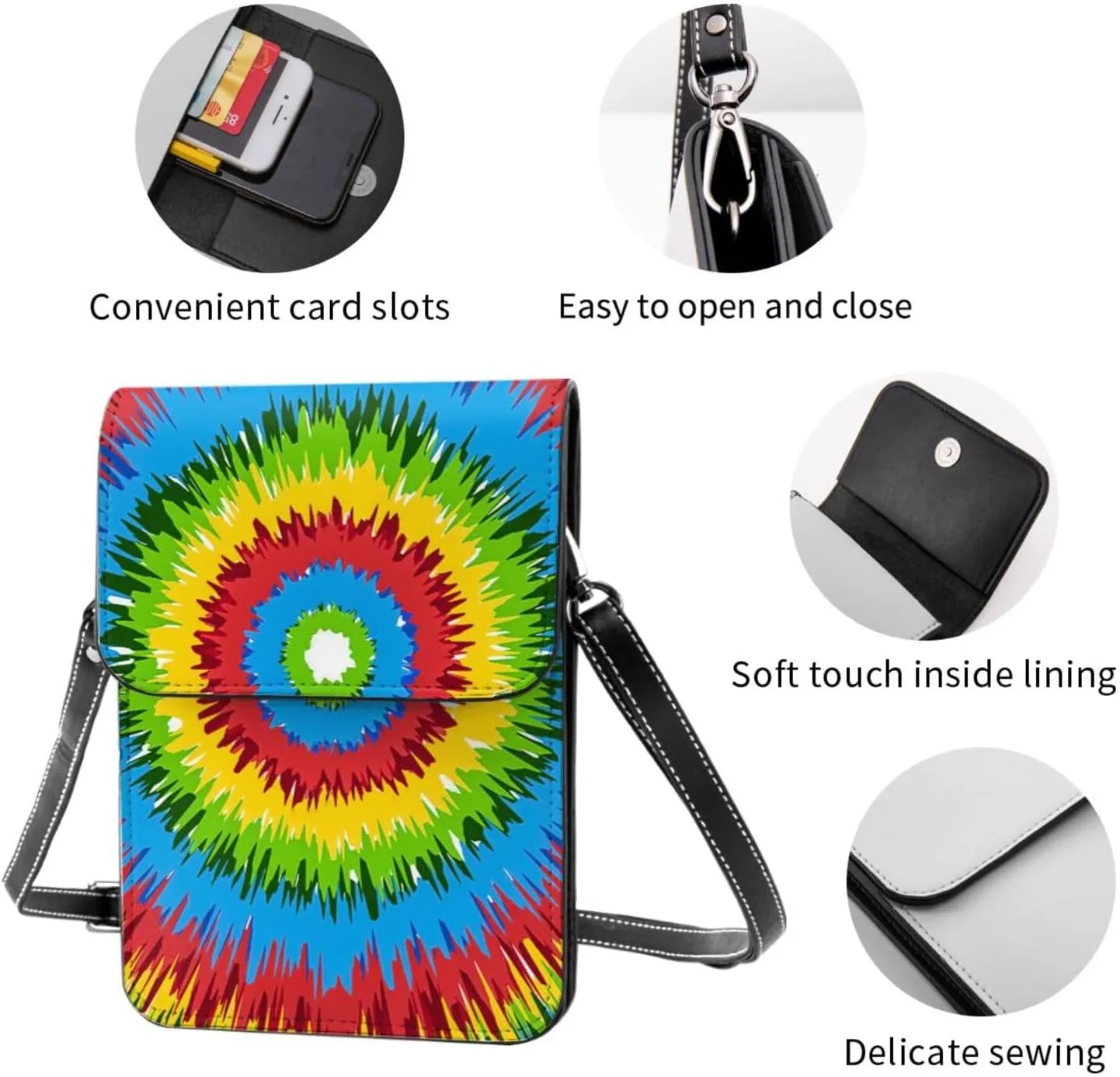 Marijuana Weed Leaf Leather Crossbody Cell Phone Purse Small Wallet Bags Adjustable Phone Bag for Women
