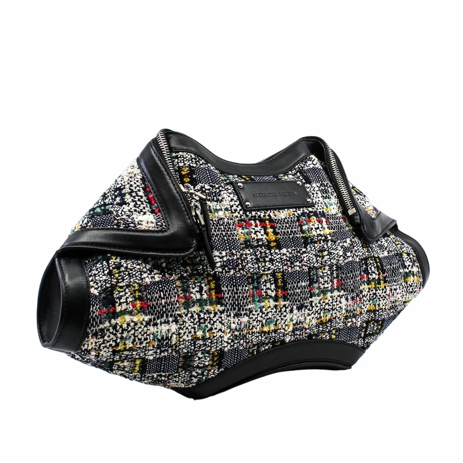 mcqueen wollen clutch fabric black phw