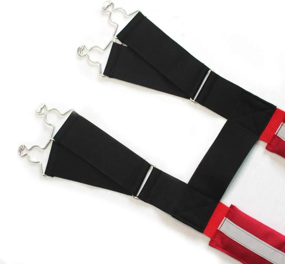 MELOTOUGH Firefighter Pant Suspenders Fire/Rescue Quick Adjust Suspenders with Reflective Strip (Red Reflective)