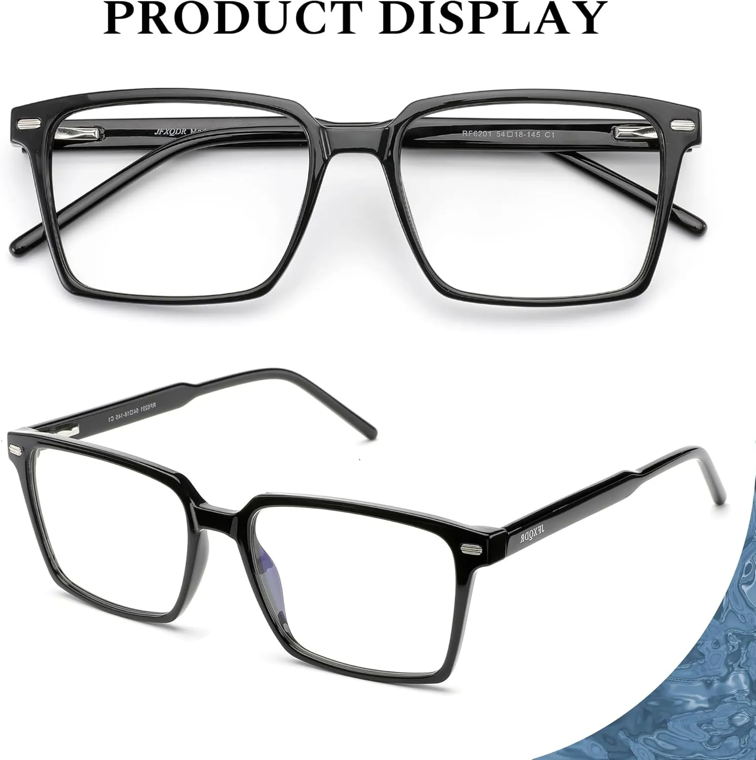 Men's Blue Light Blocking Glasses, Fake Square Computer Screen Eyeglasses Anti Eyestrain & UV Glare RF6201